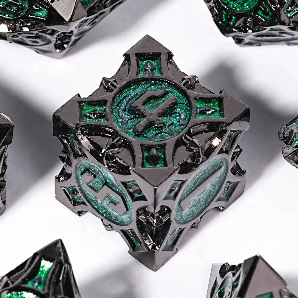 Gothic sharp edge metal DND dice set - Bear Dice