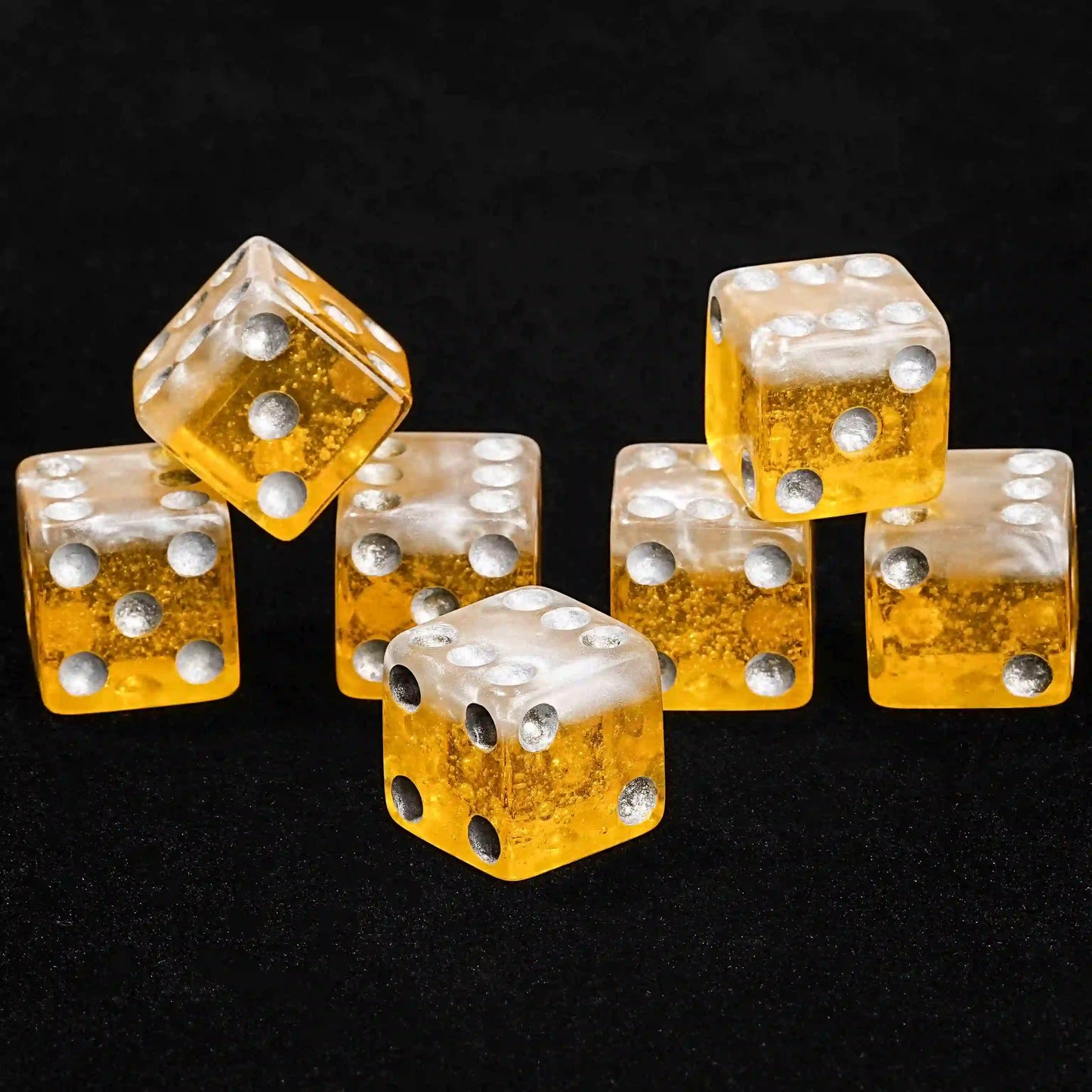 Creative Yellow Beer Small Square Resin 6 Sided dice set | Bear Dice