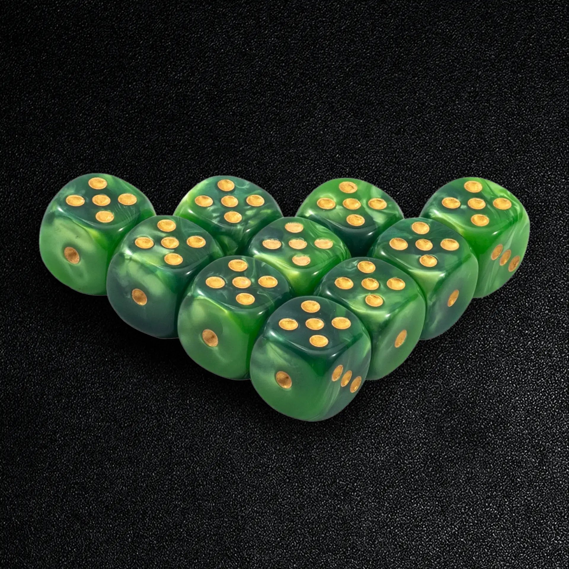 10 pcs cube green mixed color D6 dice set 12mm rounded corner dice game props - Bear Dice