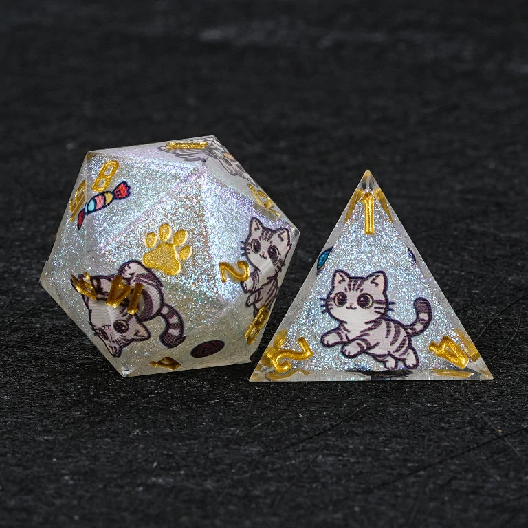 Kickstarter Dice — American Shorthair Cat Polyhedral DND Resin Dice Set