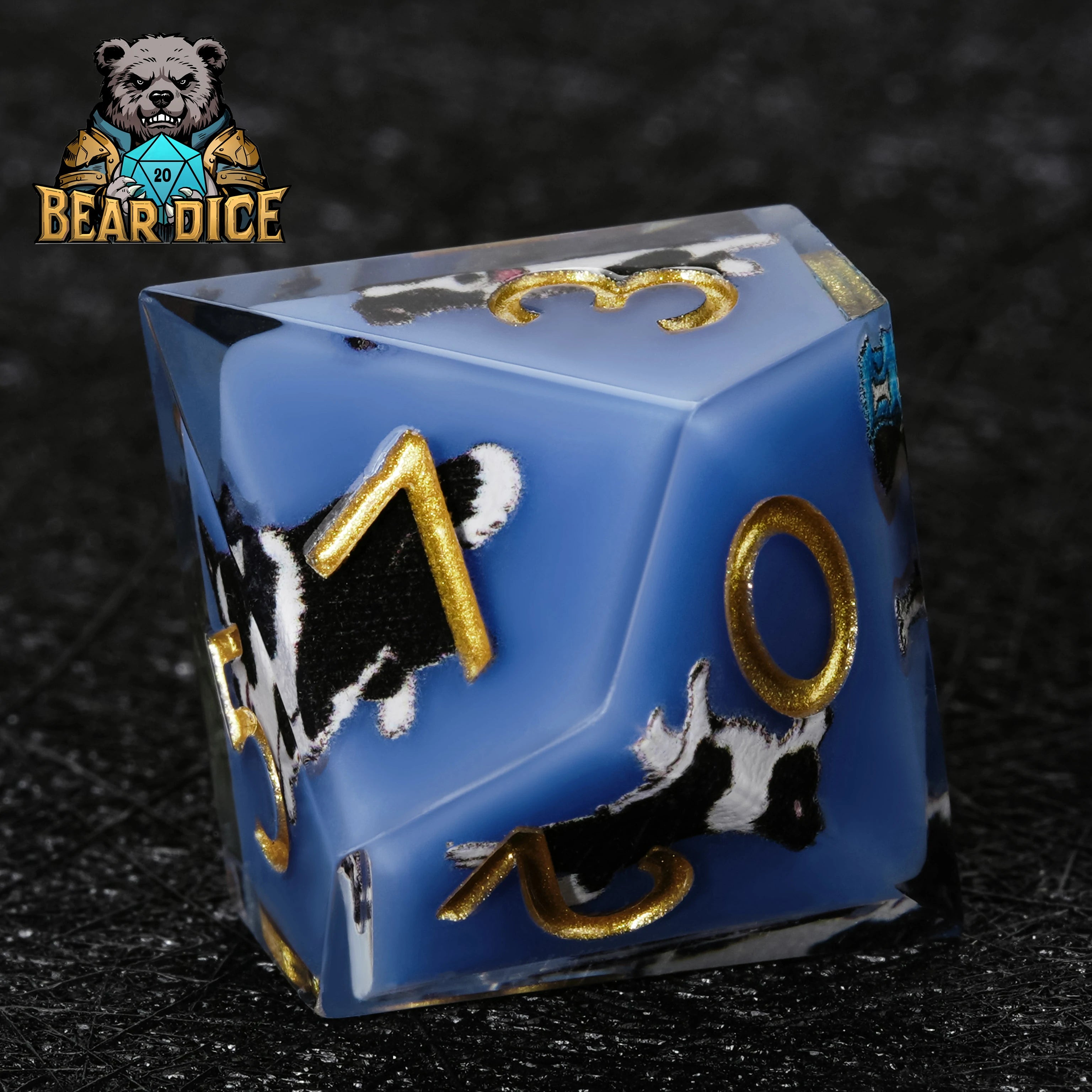 Border Collie Blue Resin D10 Dice for D&D & RPG Games