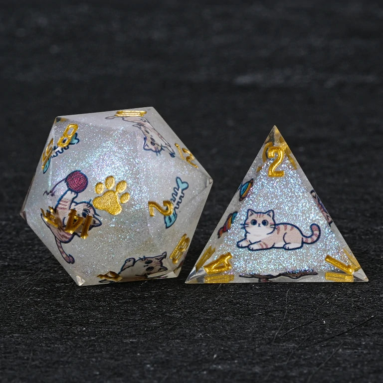 Kickstarter Dice — British Shorthair Polyhedral DND Resin Dice Set