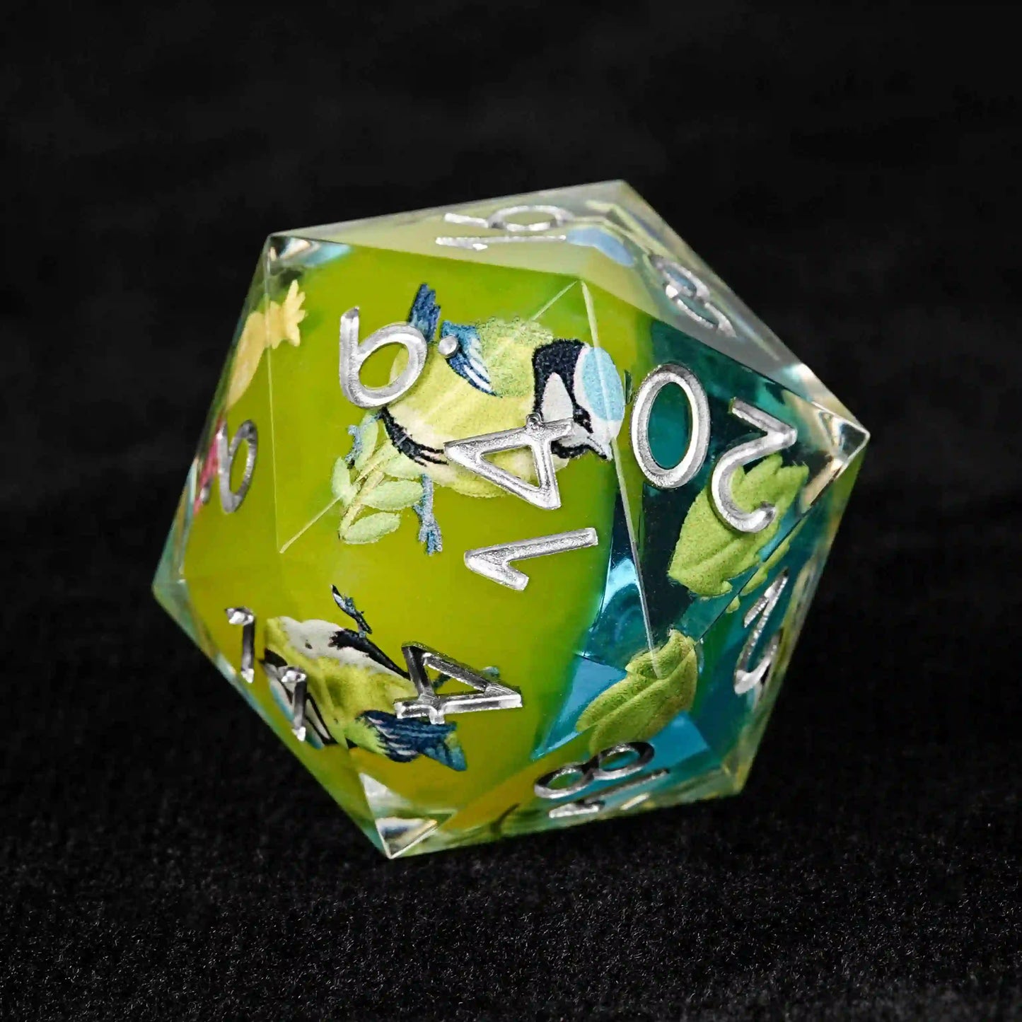 Green Bird Element Clear Resin DND 20 Sided Dice| Bear Dice