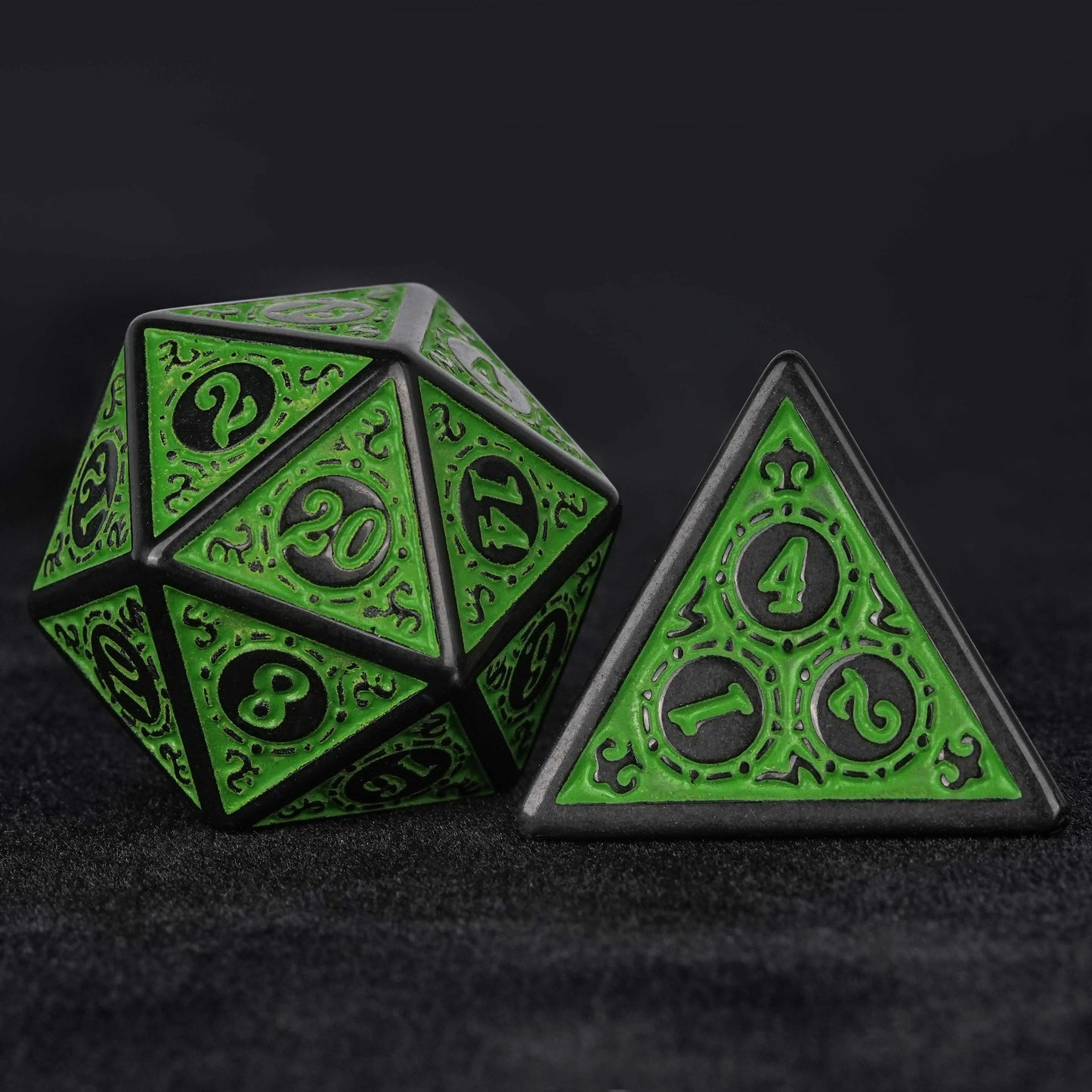 Green Magic Pattern Acrylic DND D20 Dice And D4 Dice | Bear Dice