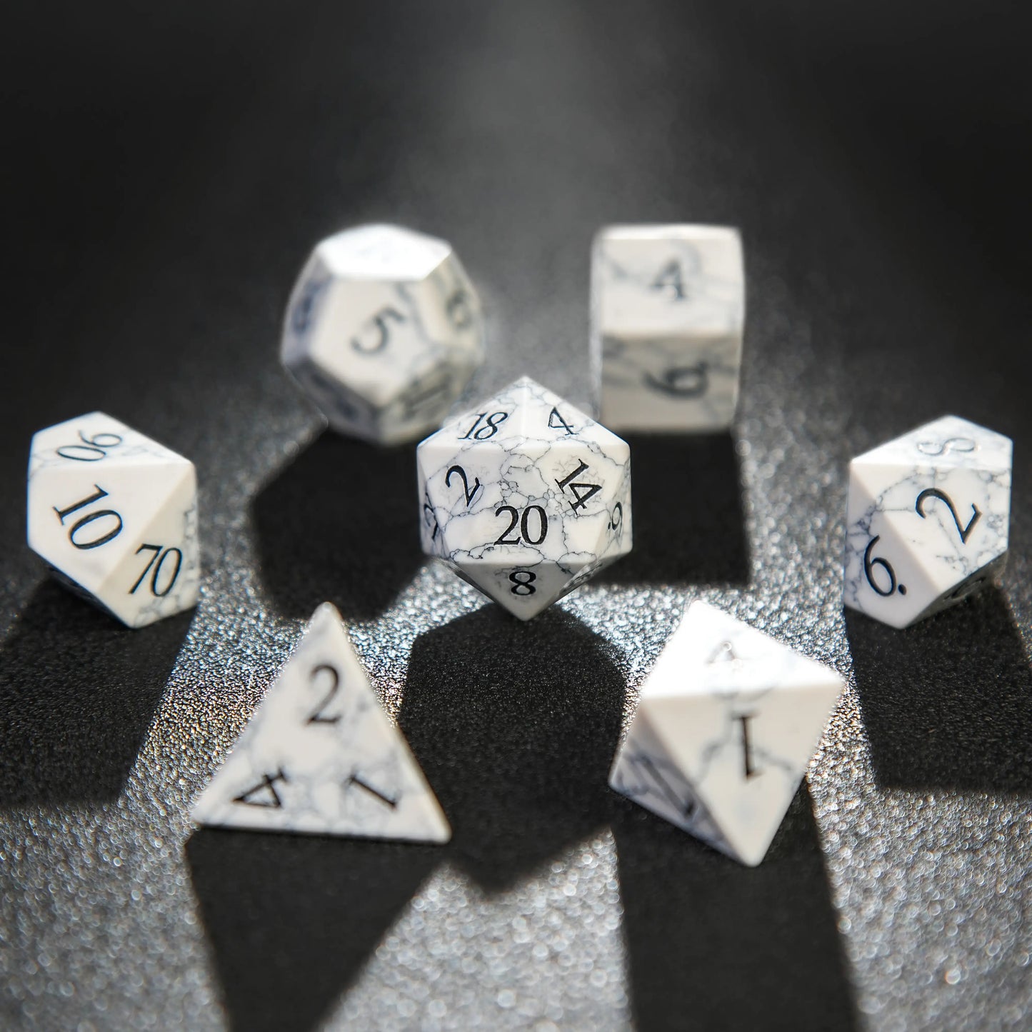 Black line white turquoise D&D dice set | Bear Dice