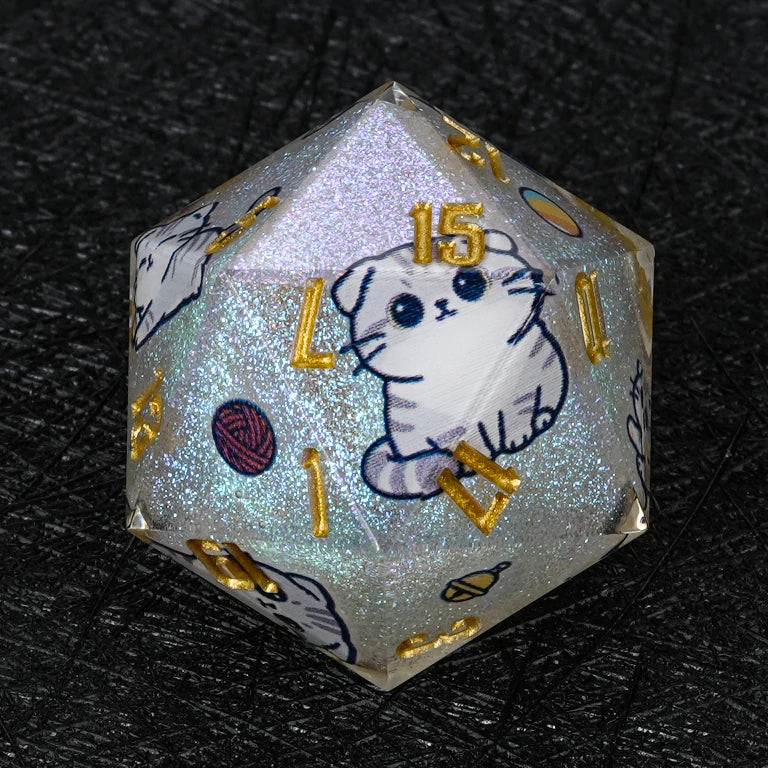 Kickstarter Dice — Scottish Fold Cat Polyhedral DND Resin Dice Set