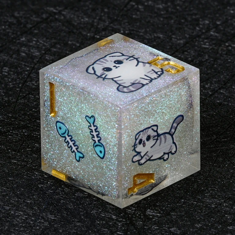 Kickstarter Dice — Scottish Fold Cat Polyhedral DND Resin Dice Set