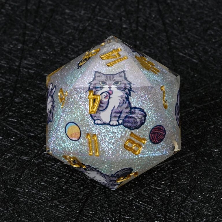 Kickstarter Dice — Maine Coon Cat Polyhedral DND Resin Dice Set