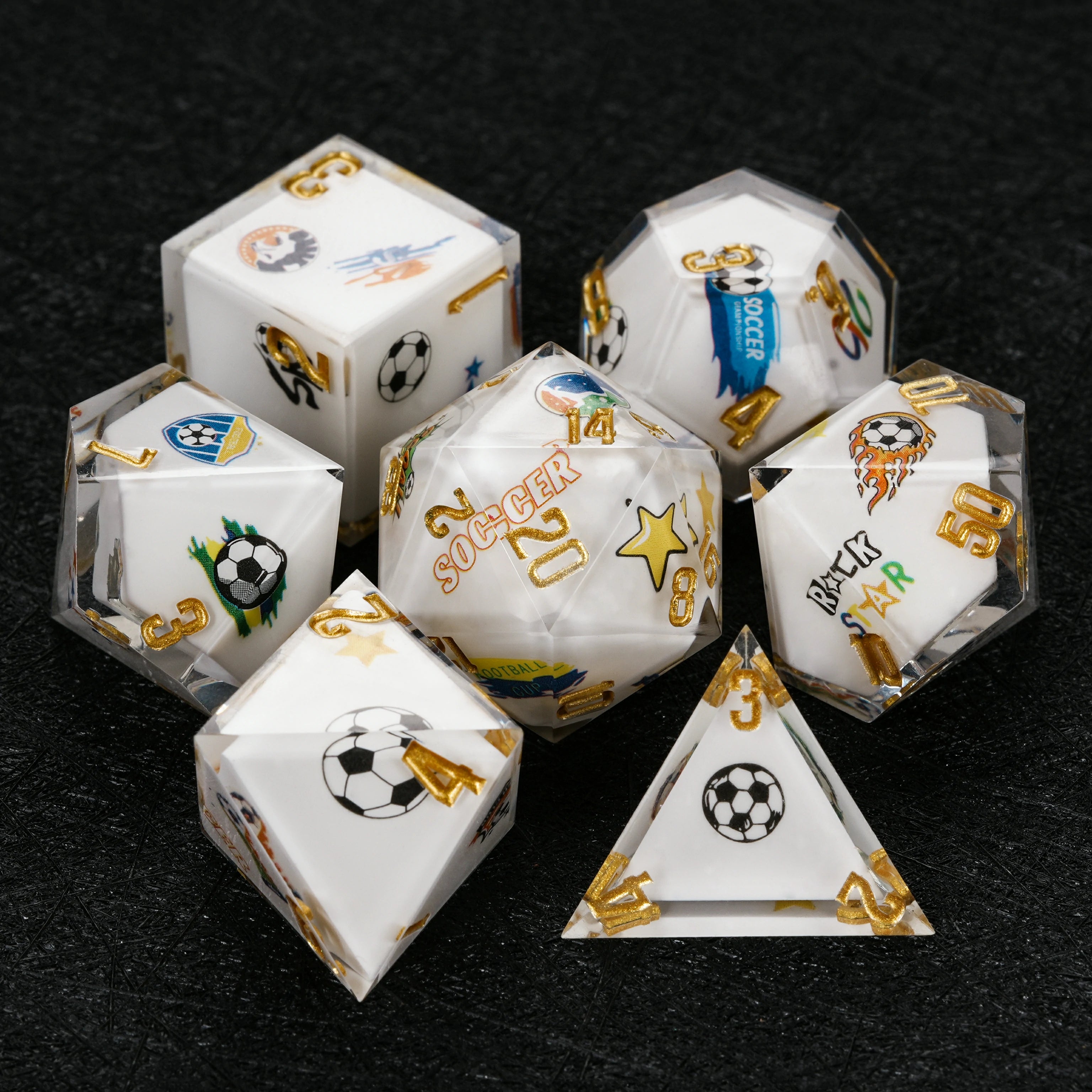 Brazil Soccer DND Dice Set – World Cup Kickstarter Resin Dice for RPG