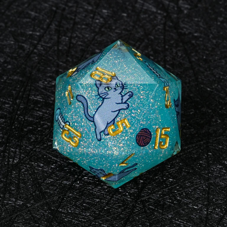 Kickstarter Dice — Russian Blue Cat Polyhedral DND Resin Dice Set