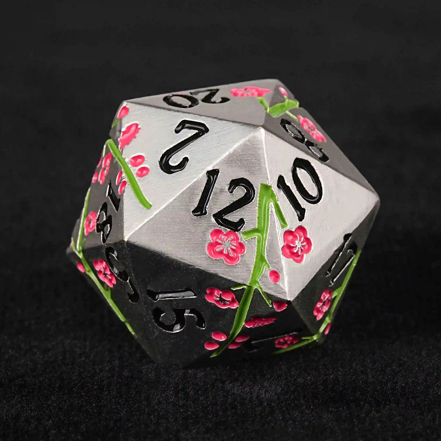 Sakura Metal DND D20 Dice + Black Number | Bear Dice