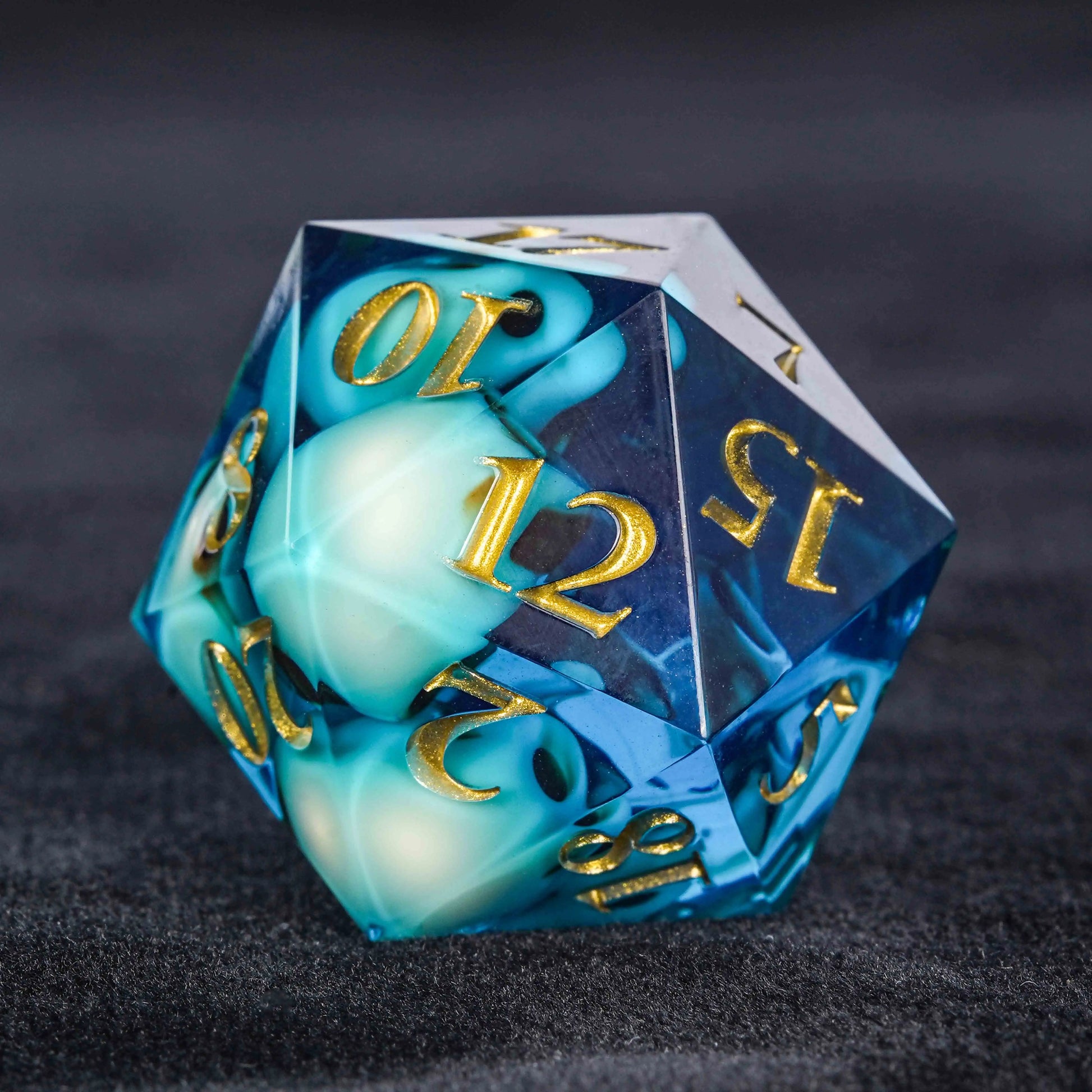 Horror Skull Blue Resin DND D20 Dice | Bear Dice