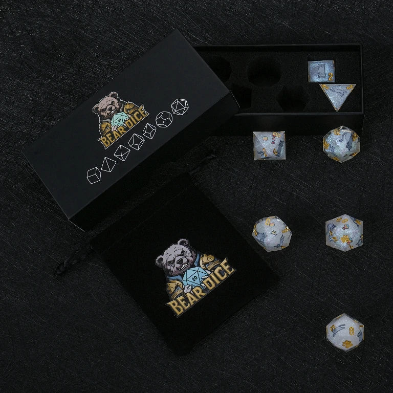 Kickstarter Dice — Russian Blue Cat Polyhedral DND Resin Dice Set