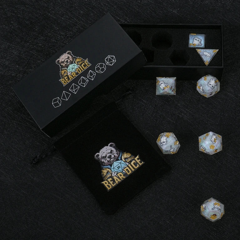 Kickstarter Dice — Scottish Fold Cat Polyhedral DND Resin Dice Set