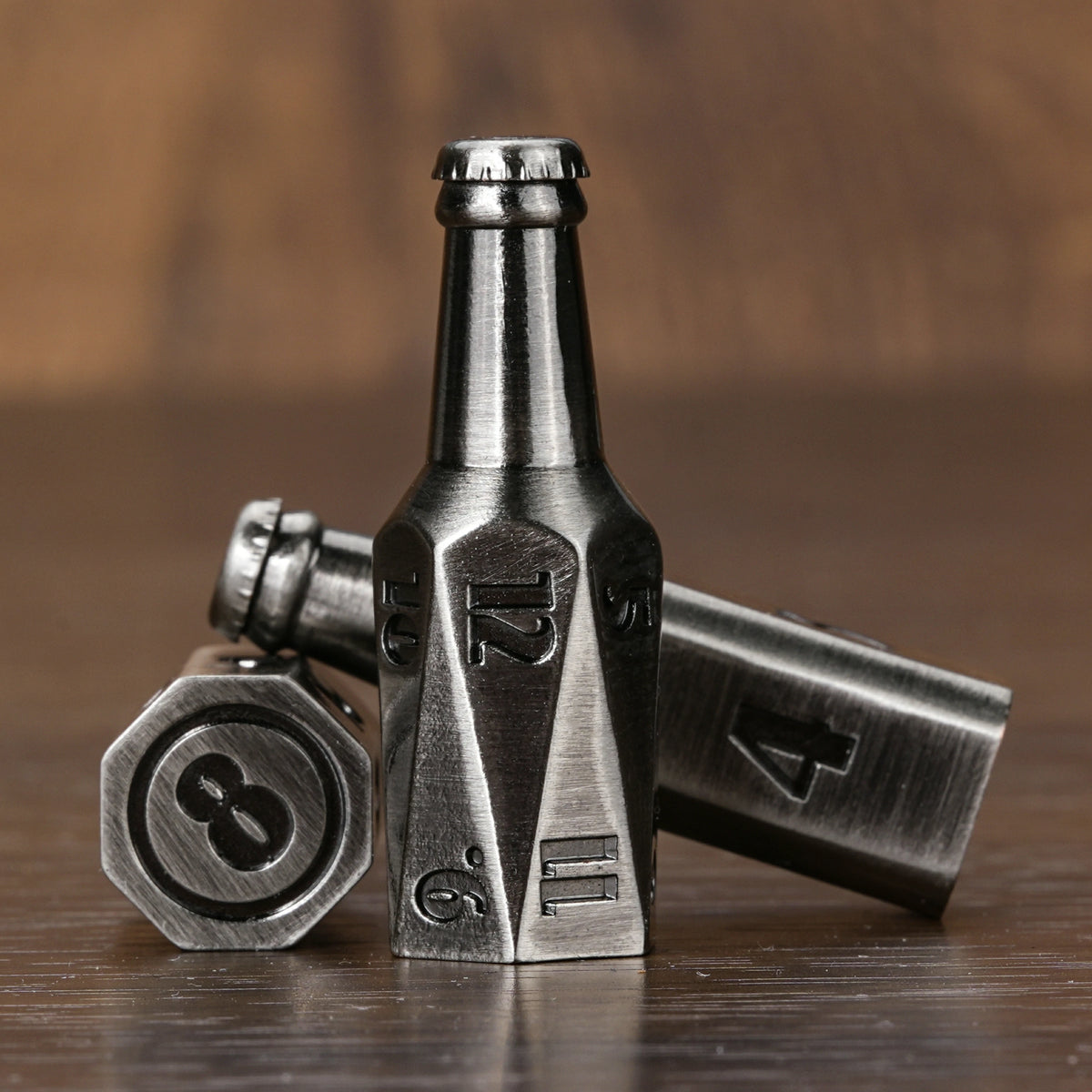 Kickstarter Dice - Unique Electroplated Metal Beer Bottle Dice Set