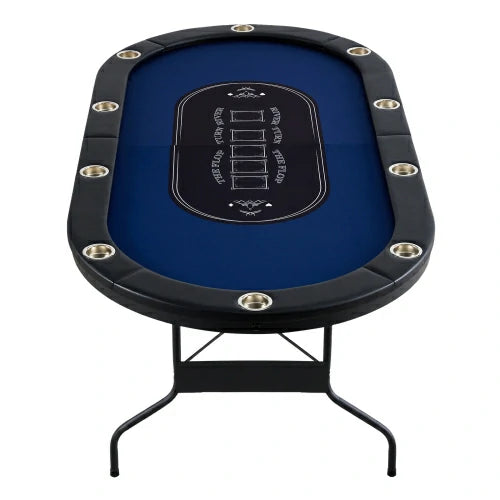10-Person Portable Card Game Table — Folding Blackjack & Texas Hold'em Table with Padded Armrests and Stainless Steel Cup Holders