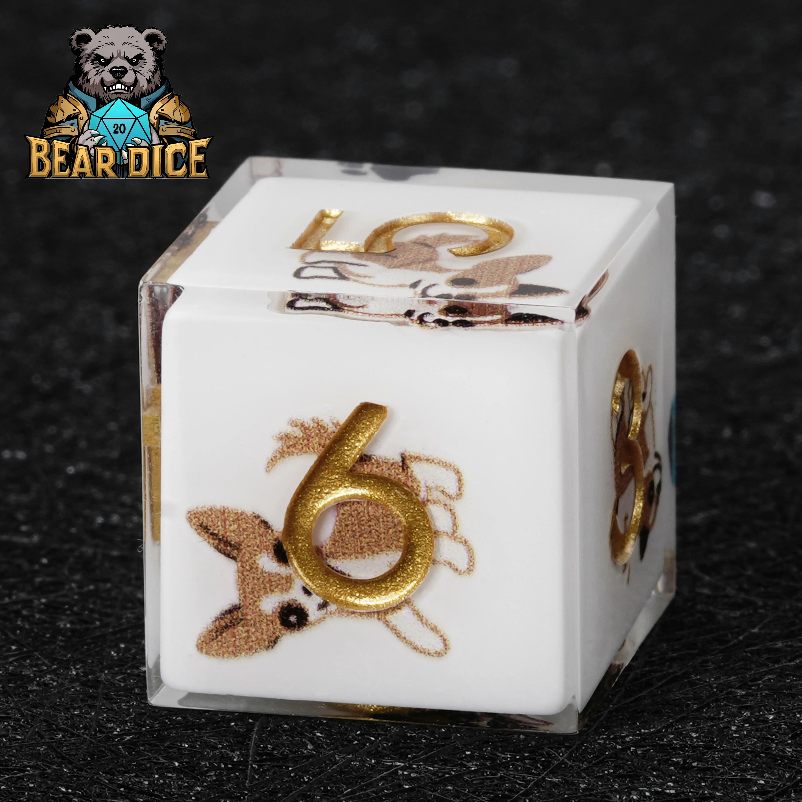Chihuahua White Resin DND D6 Dice | Dog Dice for D&D RPG