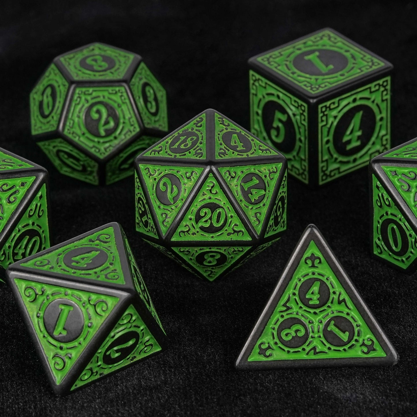 Green Magic Pattern Acrylic DND Dice Set | Bear Dice