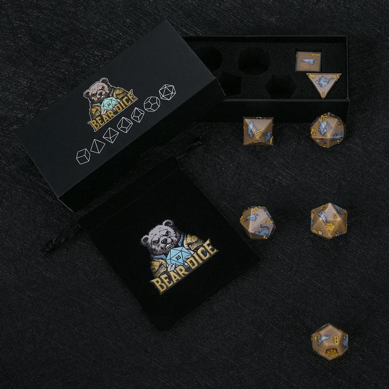 Kickstarter Dice — Russian Blue Cat Polyhedral DND Resin Dice Set