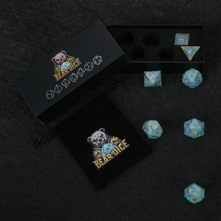 Kickstarter Dice — Russian Blue Cat Polyhedral DND Resin Dice Set