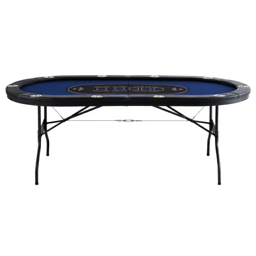 10-Person Portable Card Game Table — Folding Blackjack & Texas Hold'em Table with Padded Armrests and Stainless Steel Cup Holders