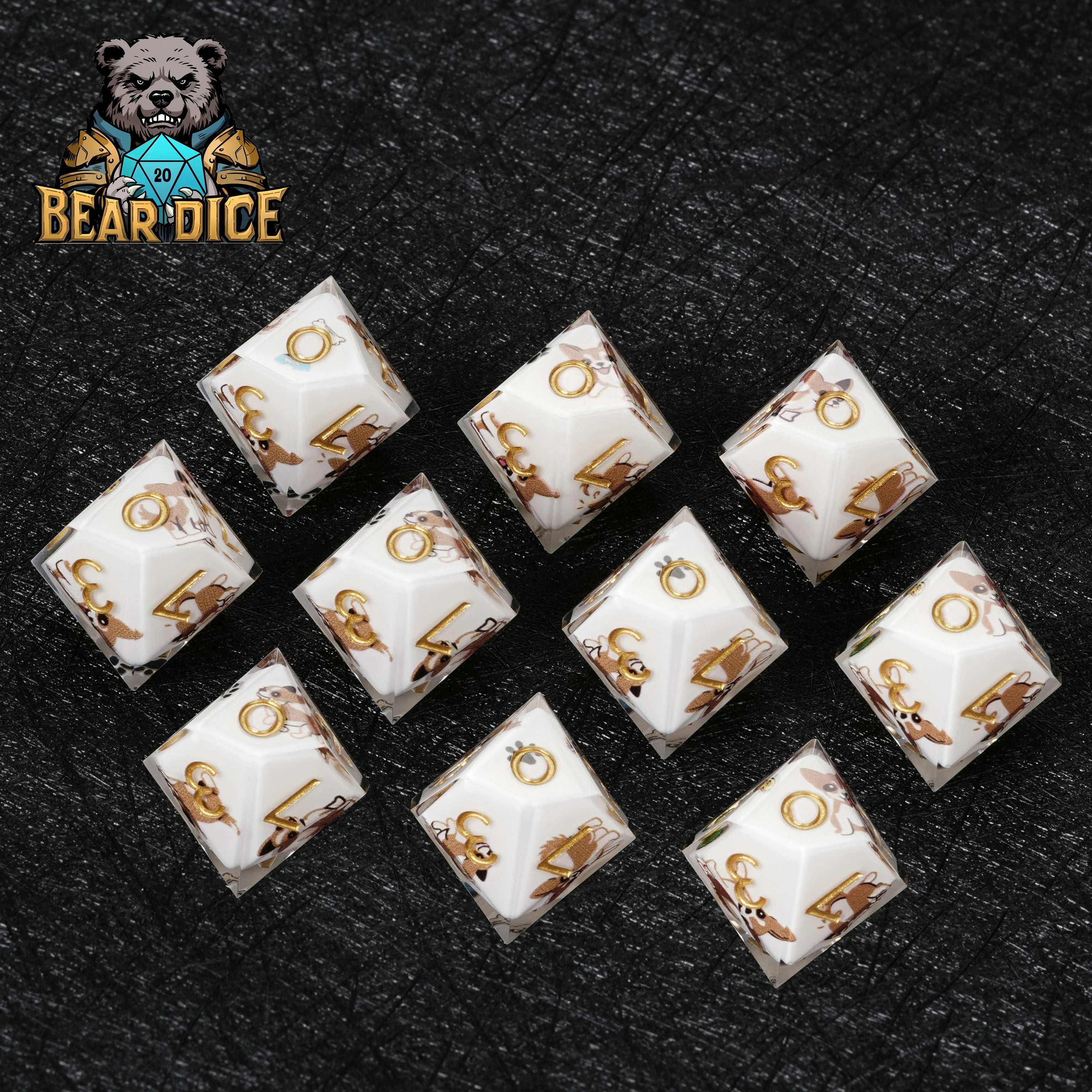 Chihuahua White Resin DND D10 Dice