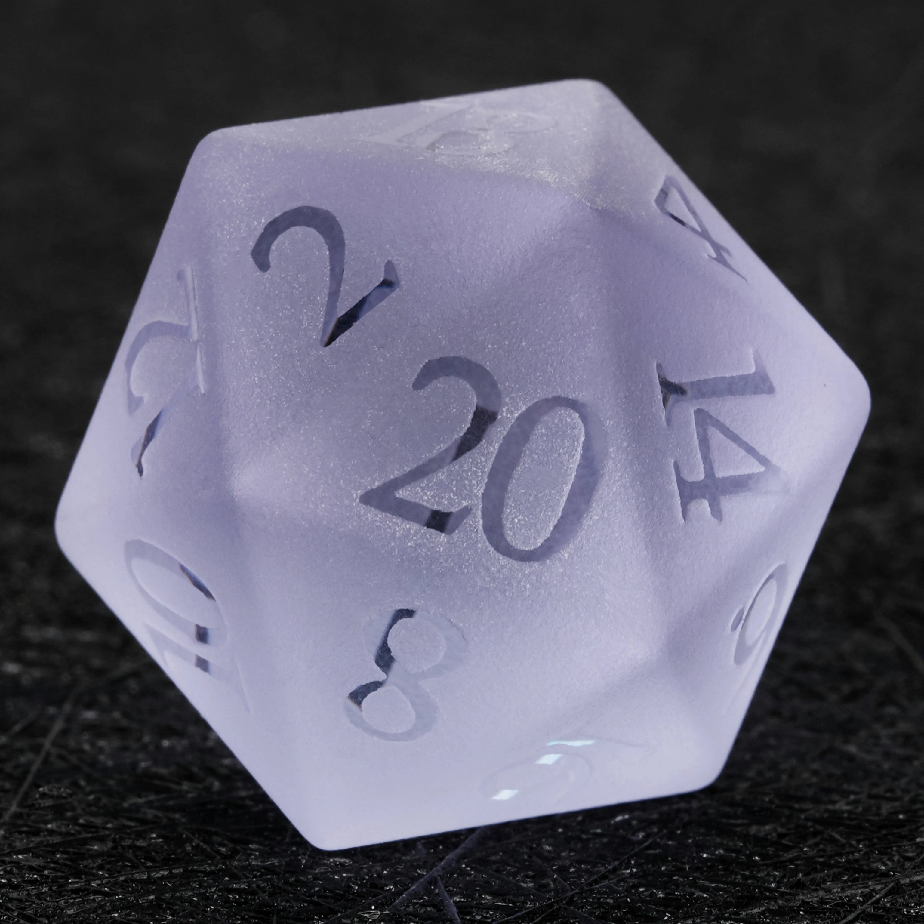 Frosted Amethyst Glass Dice Set