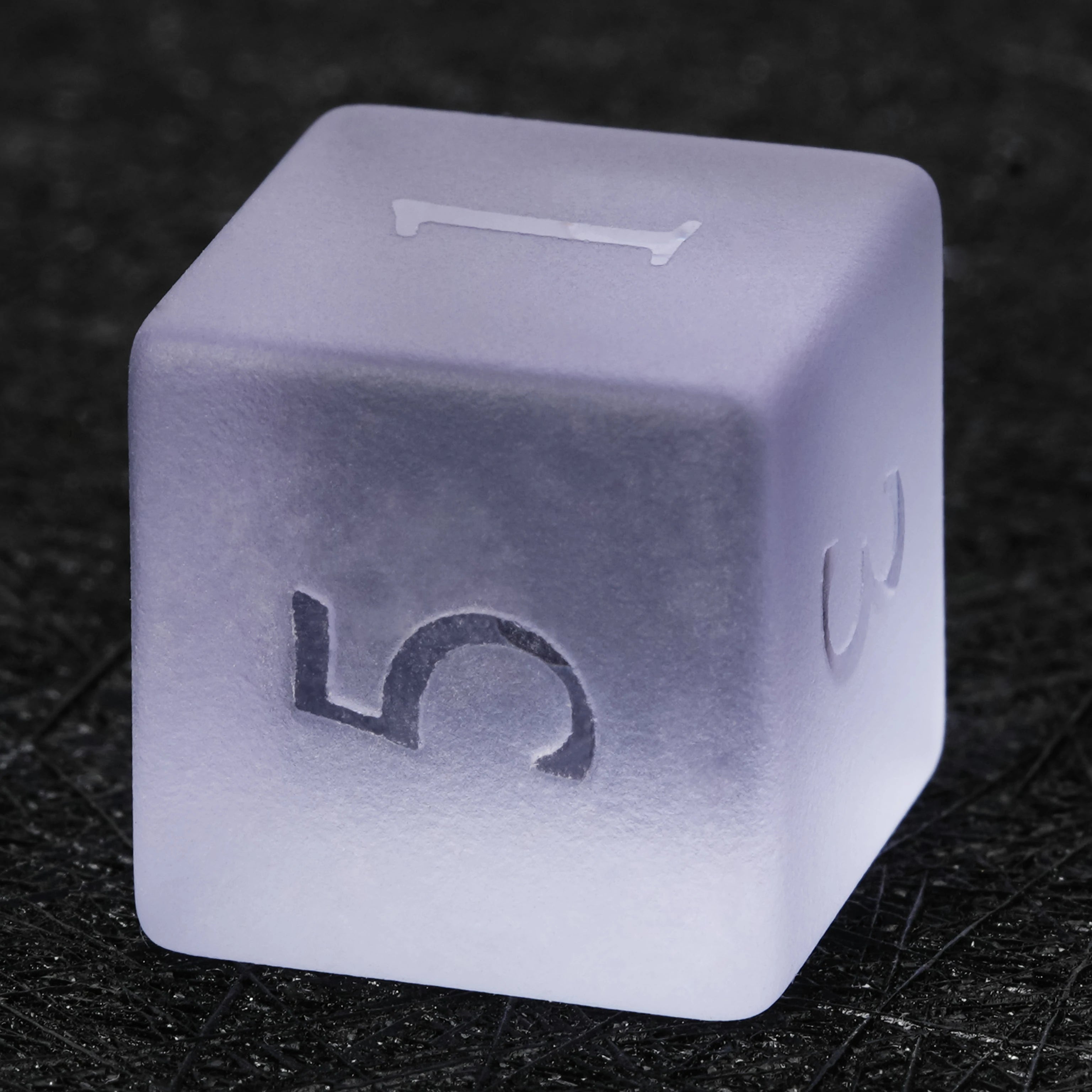 Frosted Amethyst Glass Dice Set