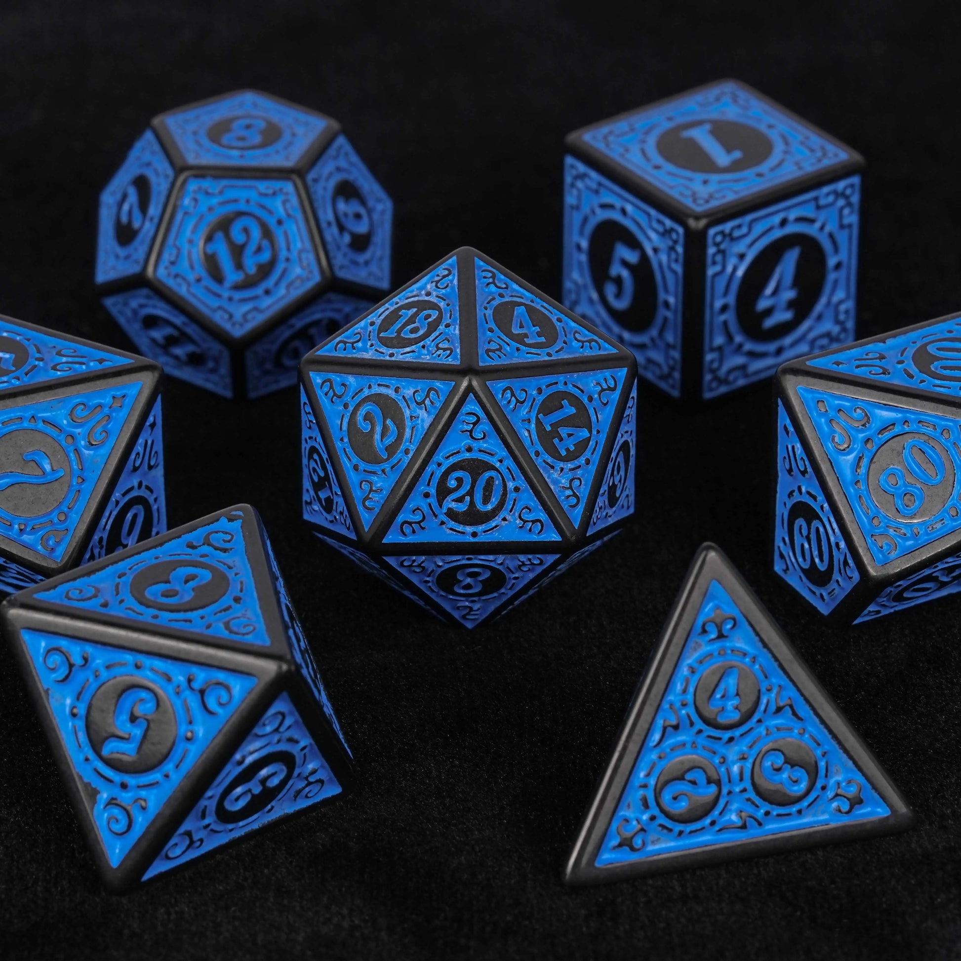 Blue patterned acrylic DND dice set | Bear Dice