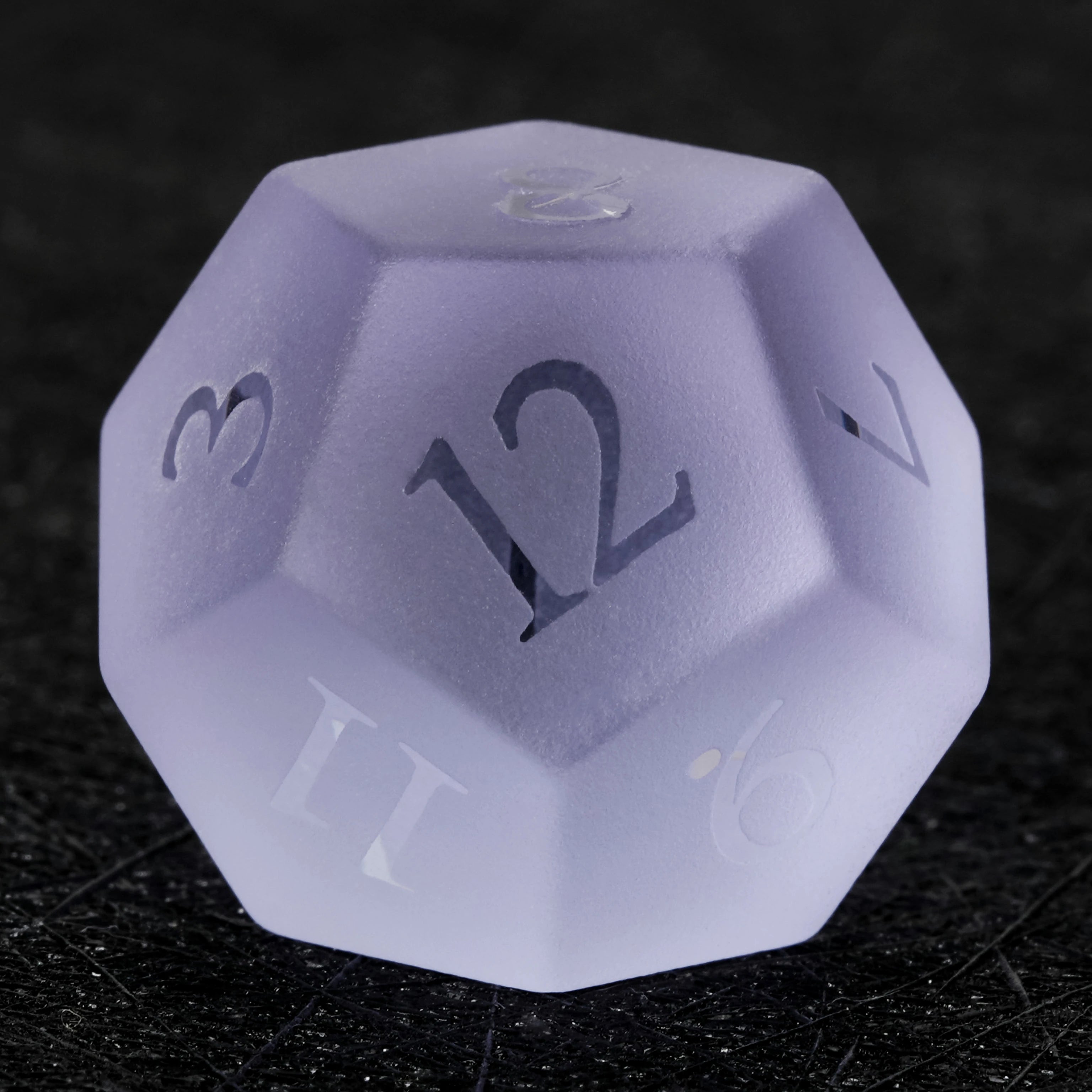 Frosted Amethyst Glass Dice Set