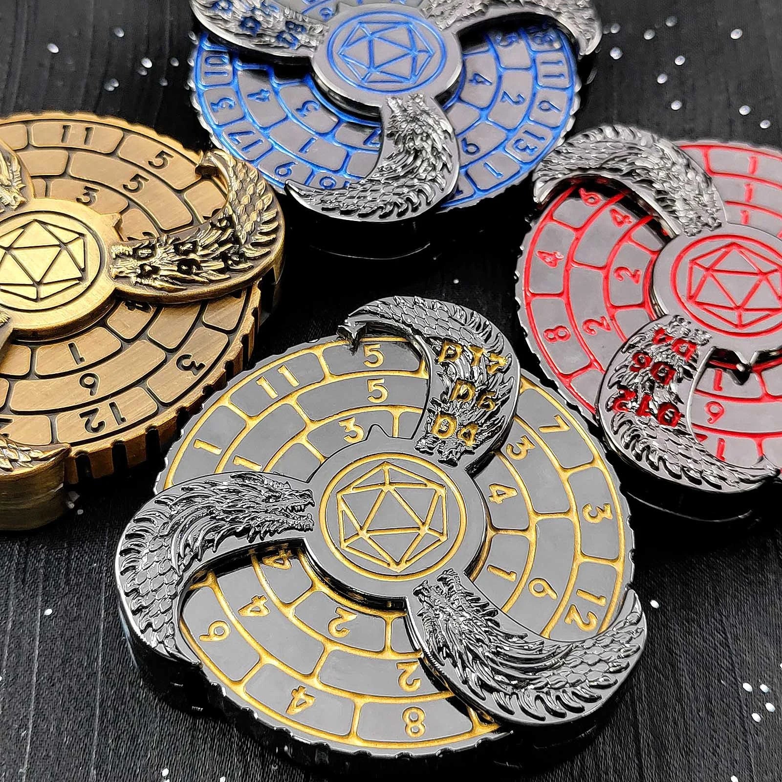 Unique dnd spin roulette dice: 7 in 1 fidget spinner metal dice | Bear Dice