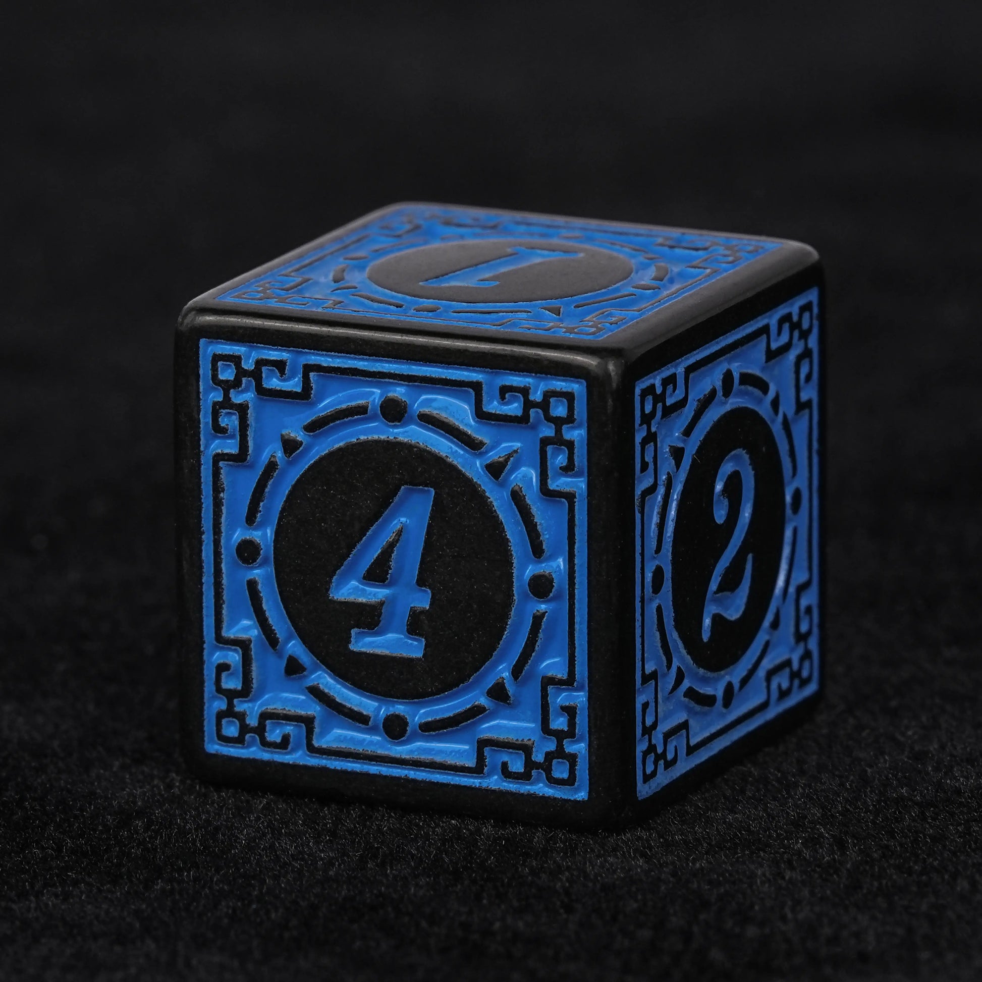 Blue patterned acrylic DND D6 dice | Bear Dice