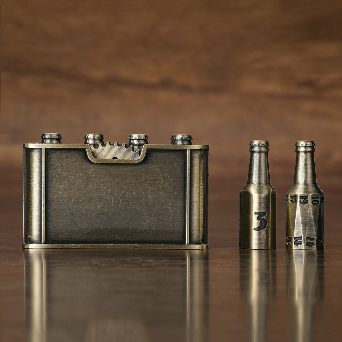Kickstarter Dice - Unique Electroplated Metal Beer Bottle Dice Set