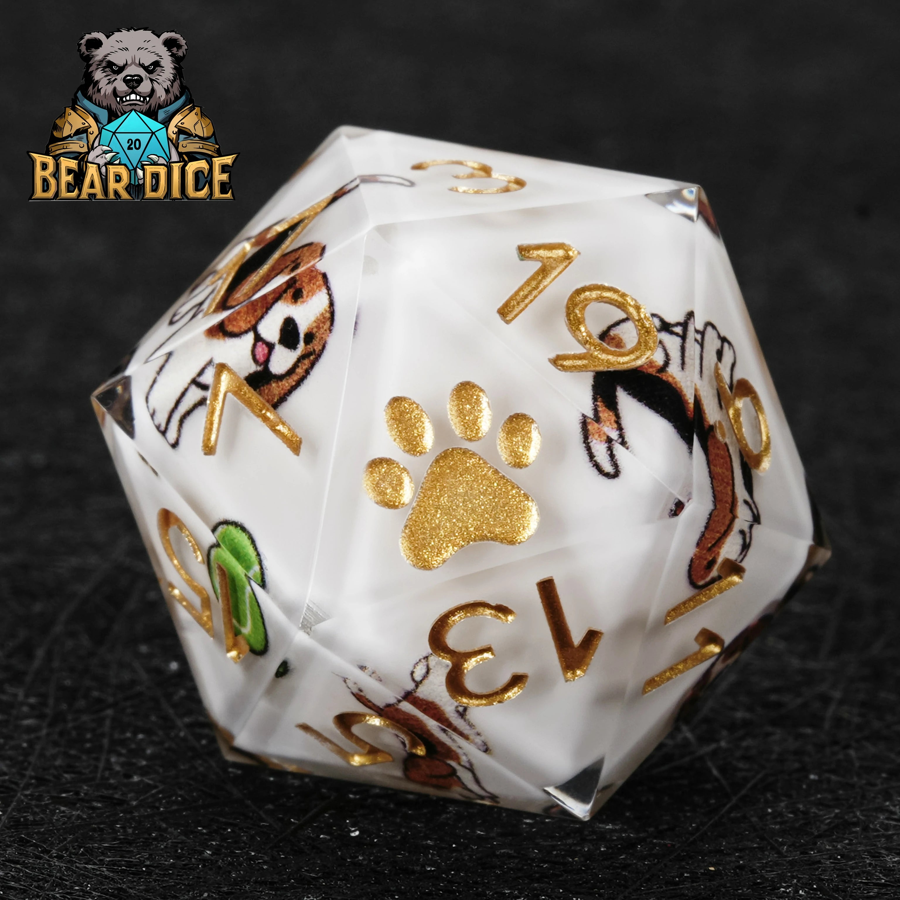 Beagle White Resin DND D6 Dice | RPG Polyhedral Dice for D&D & Tabletop Games