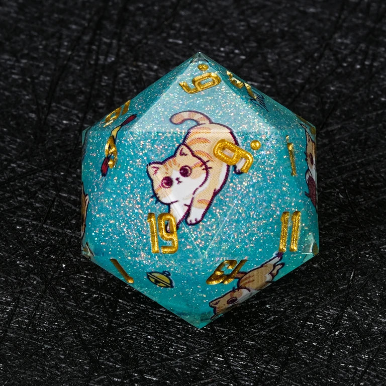 Kickstarter Dice — Cute Cat DND Resin Polyhedral Dice Set