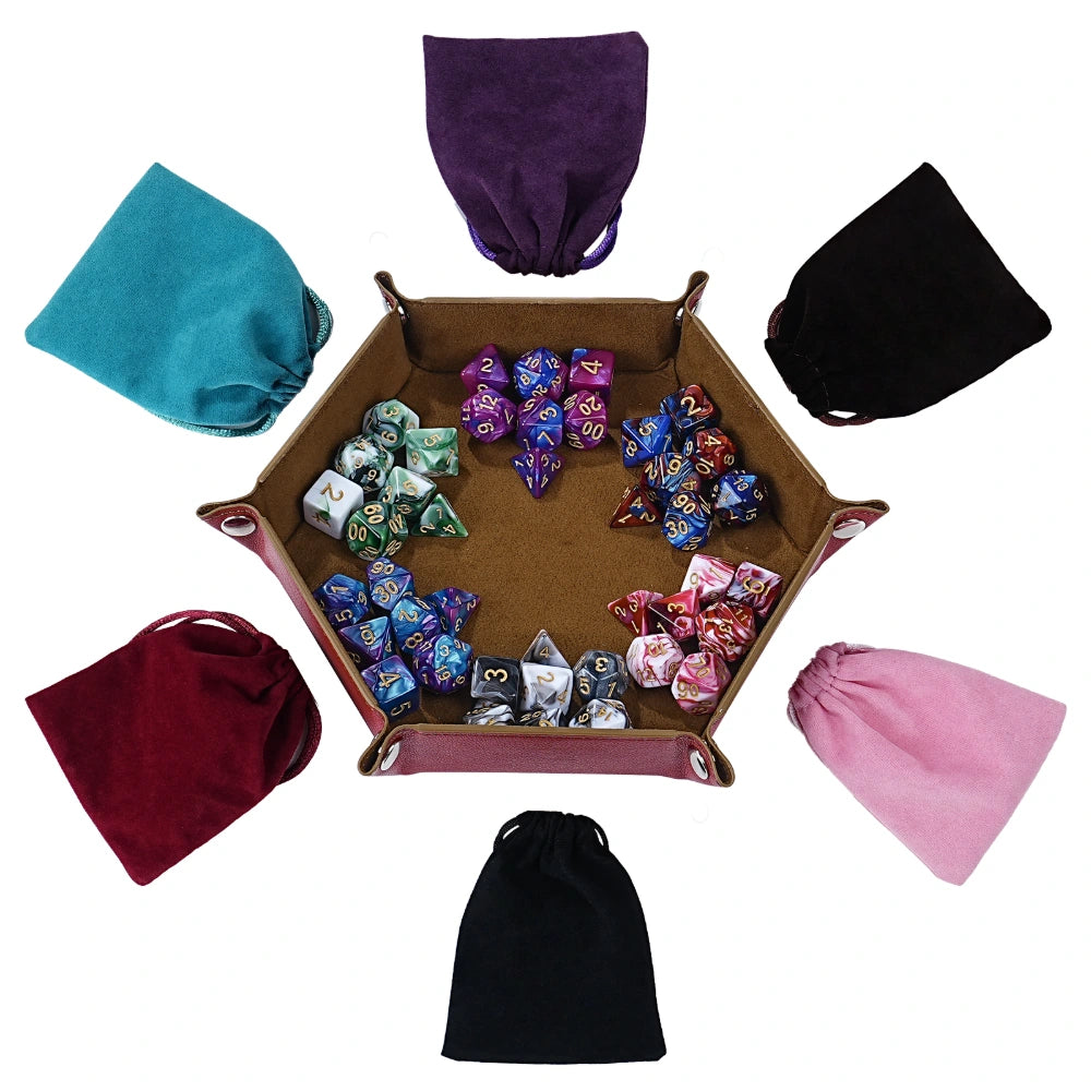 Acrylic Star Glitter Dice Set + Dice Tray