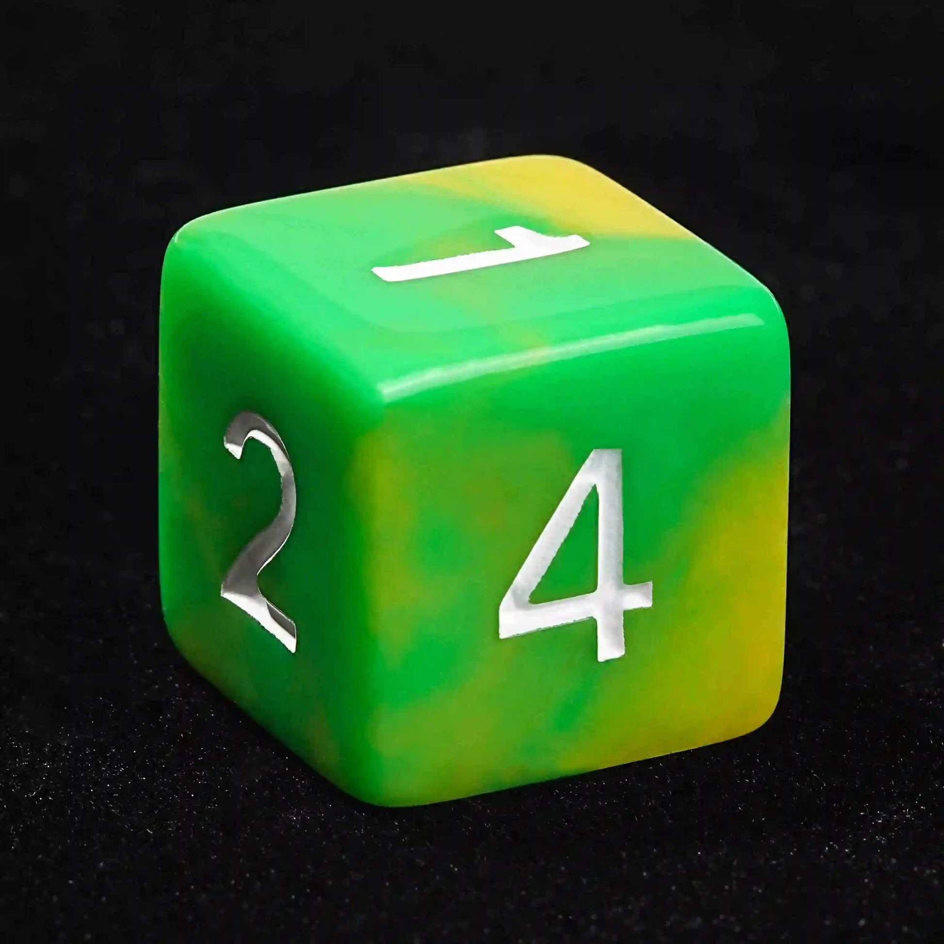 Green and yellow gradient acrylic DND D6 dice | Bear Dice