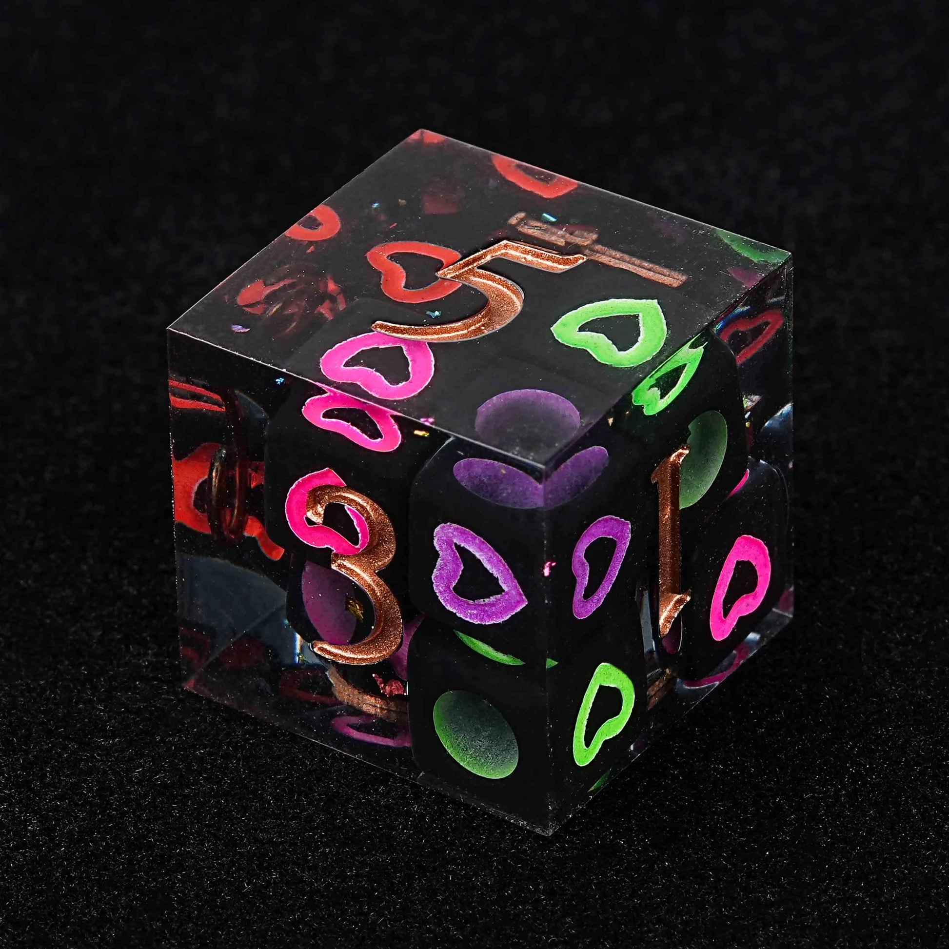 D&D Valentine's Day Hand-painted Colorful Love Resin D6 Dice  | Bear Dice