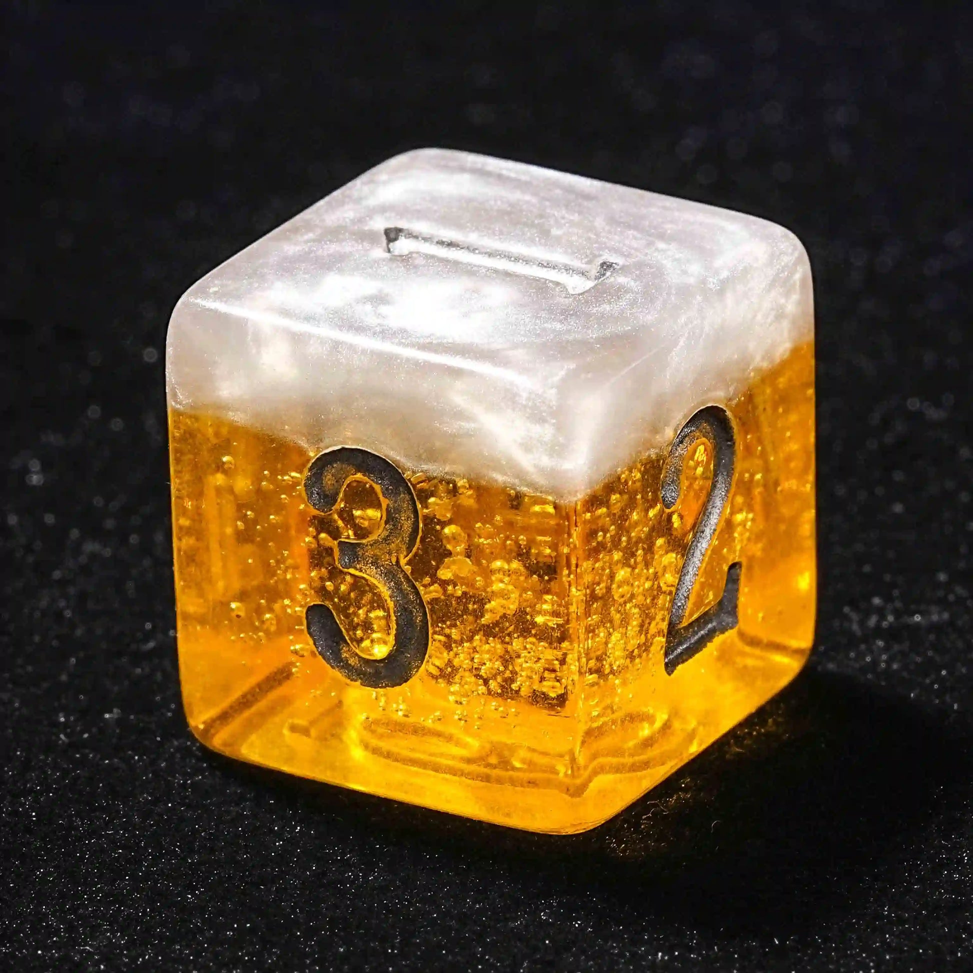 Large Budweiser themed yellow resin 6 sided dice | Bear dice