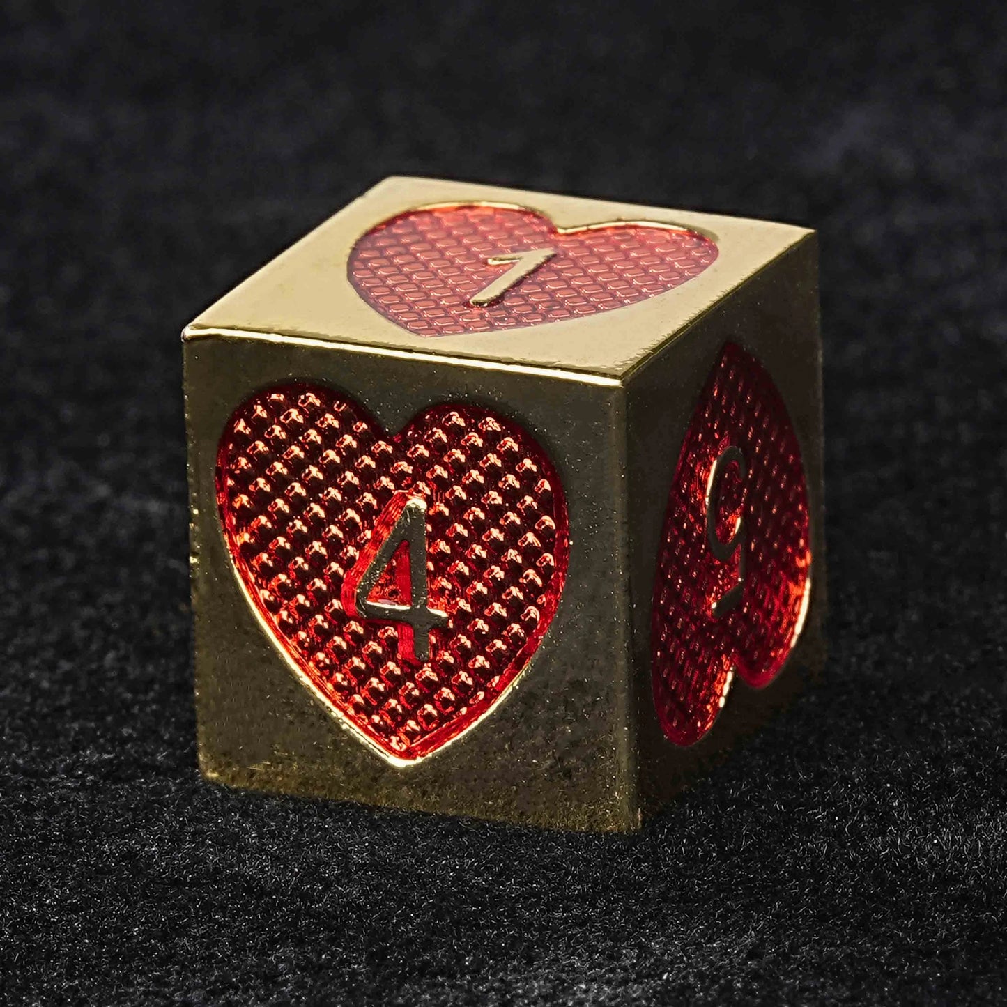 Red Metal Grid Heart Shape Valentine's Day DND D6 dice | Bear Dice