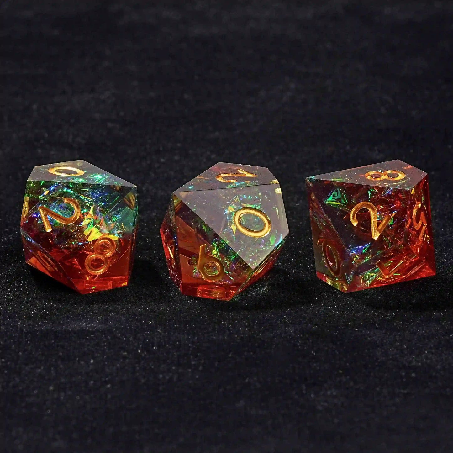 Translucent colorful 3D10 Resin dice with gold numerals | Bear Dice