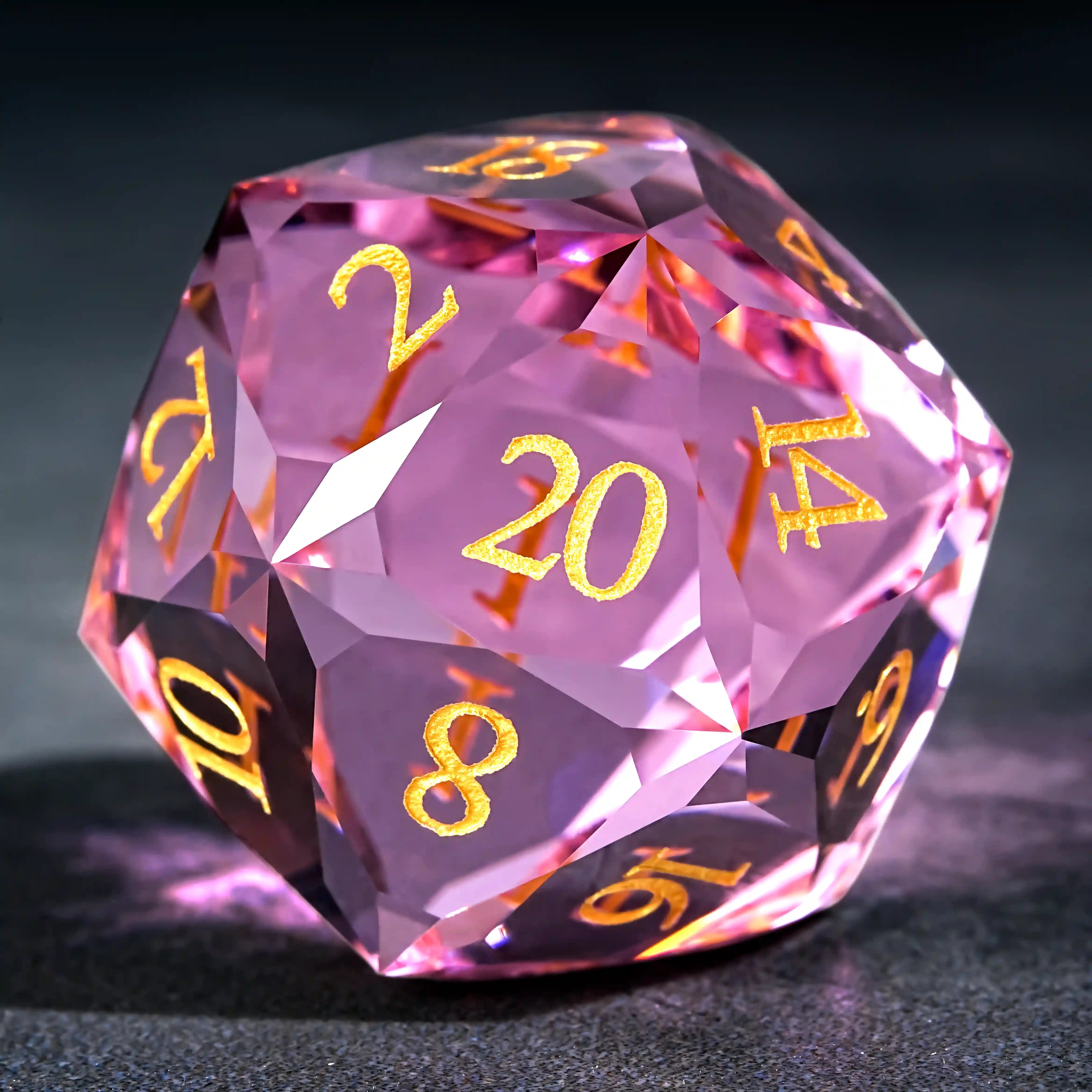 Bear Dice DND Multi-Sided Engraved Glass Gemstone Dice Set
