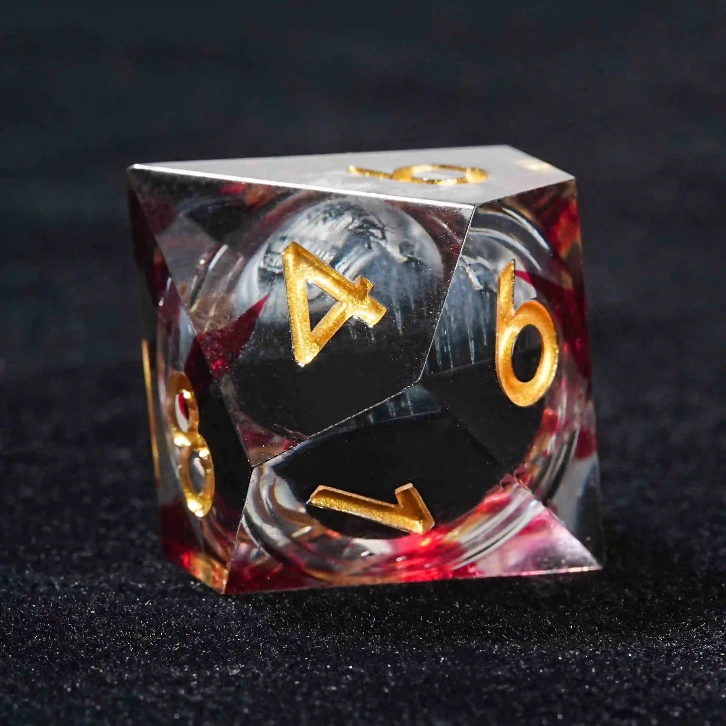 Liquid Cores Scary Blood-Red Skull D10 Resin Dice Gold Font | Bear Dice