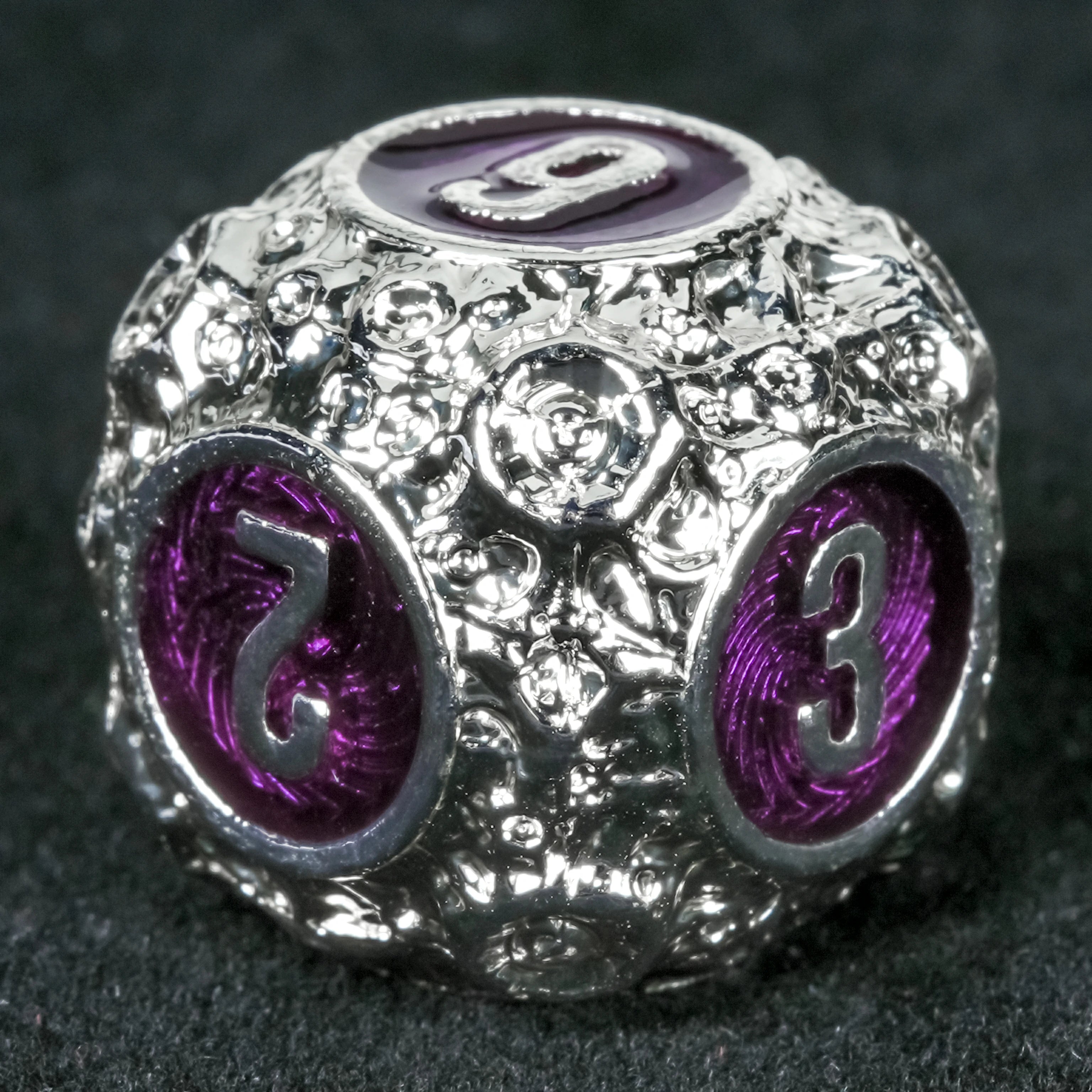 Spherical Planet Metal Dice Set 7-piece silver purple