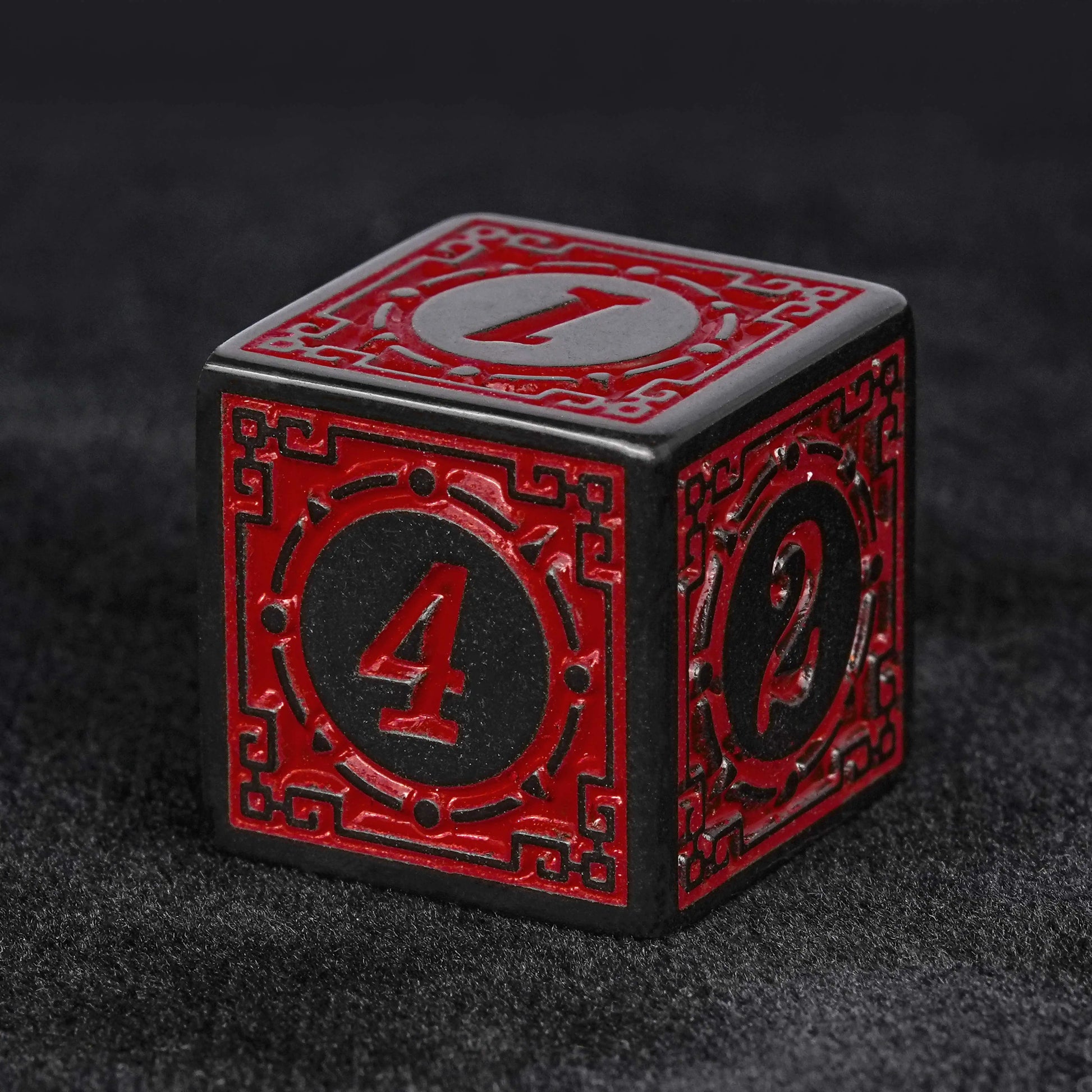 Black and red magic pattern acrylic DND D6 dice| Bear Dice