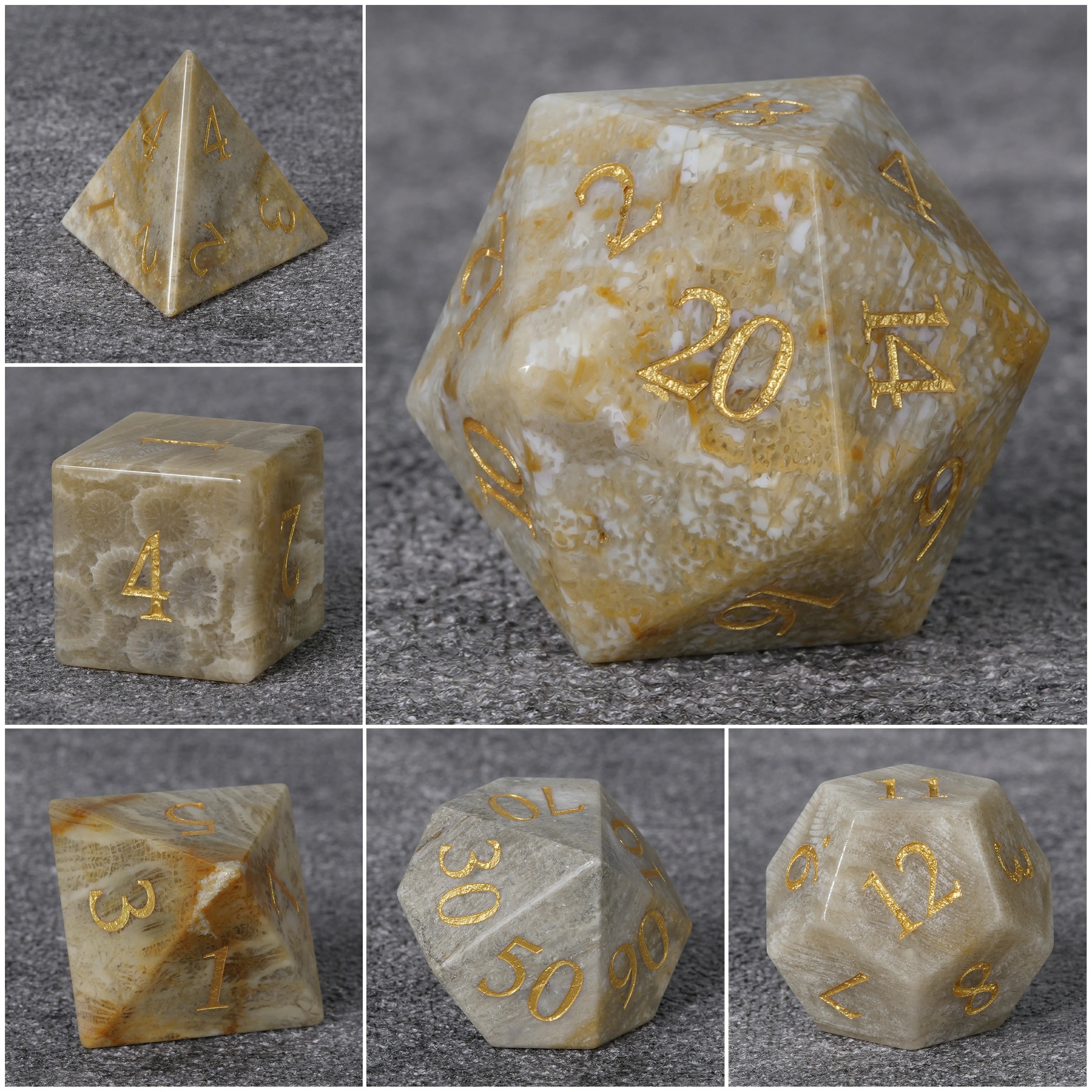 Chrysanthemum Stone DND Gemstone Dice Set