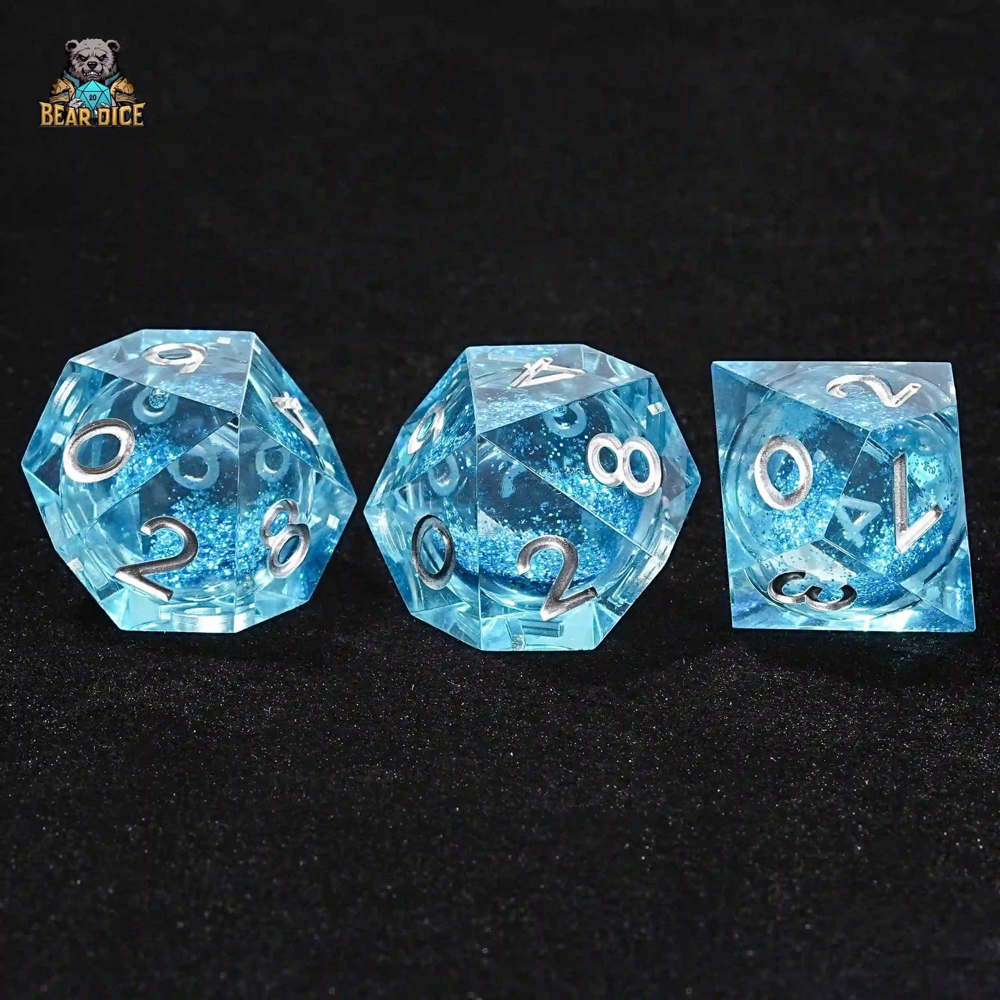 3 Sparkling D10 Blue Liquid Core Dice: A New Favorite for Roleplaying Games | Bear Dice