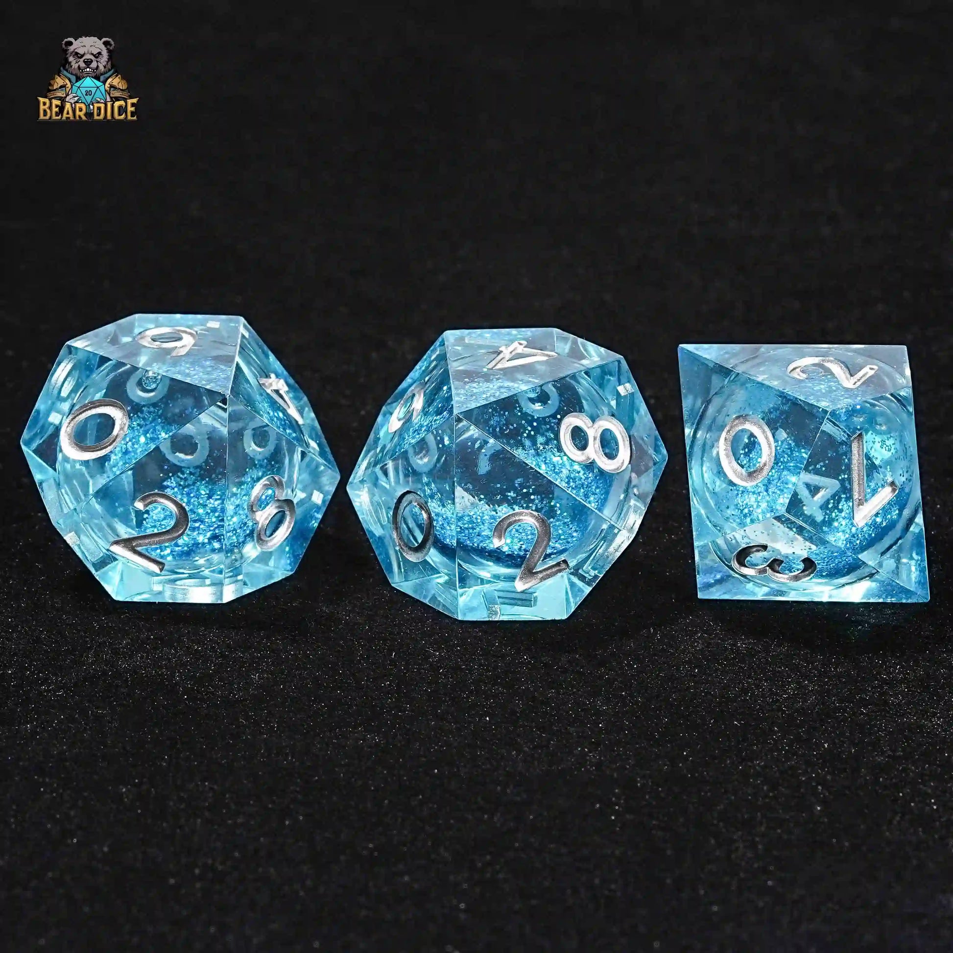 3 Sparkling D10 Blue Liquid Core Dice: A New Favorite for Roleplaying Games | Bear Dice