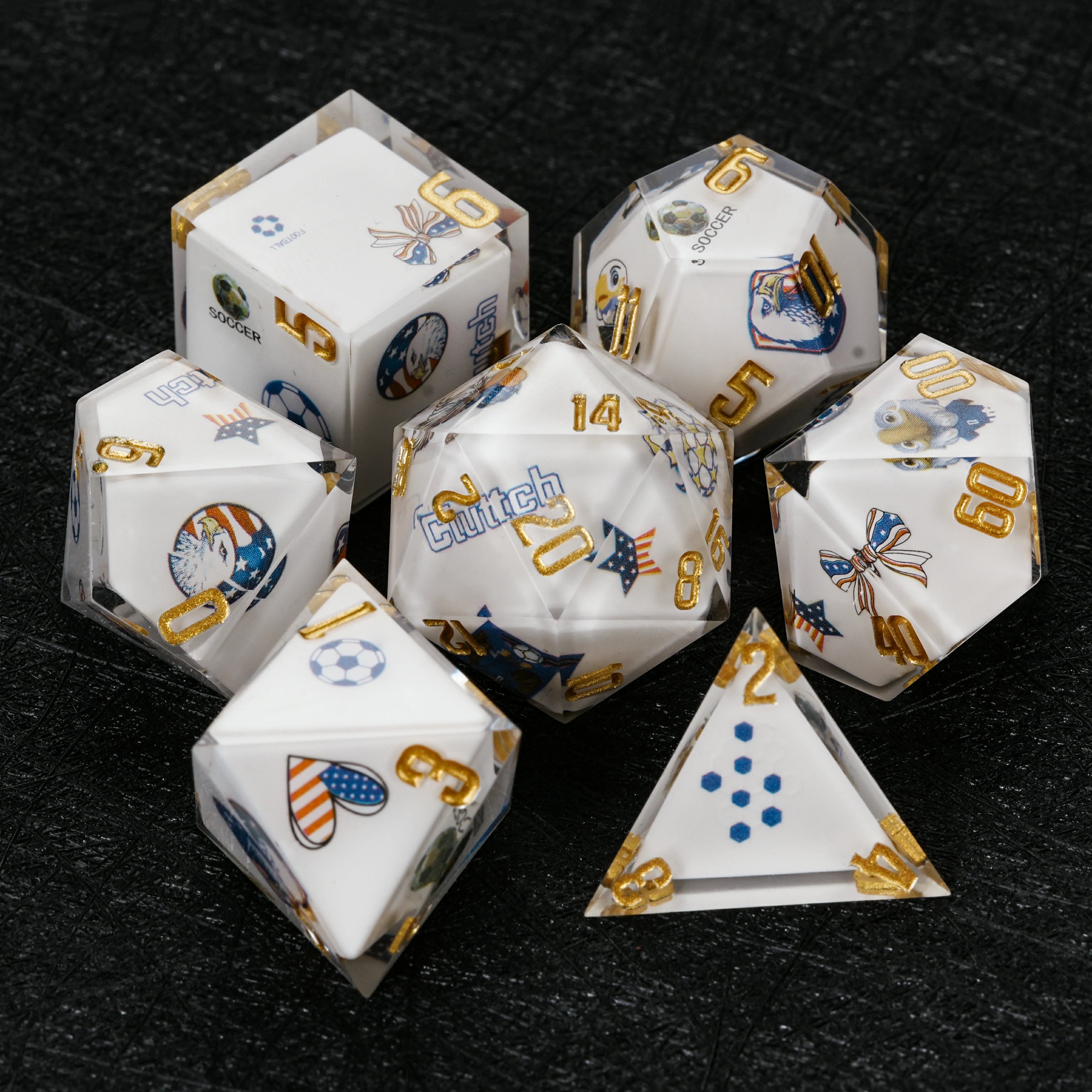 USA Soccer DND Dice Set – World Cup Kickstarter White Resin Dice