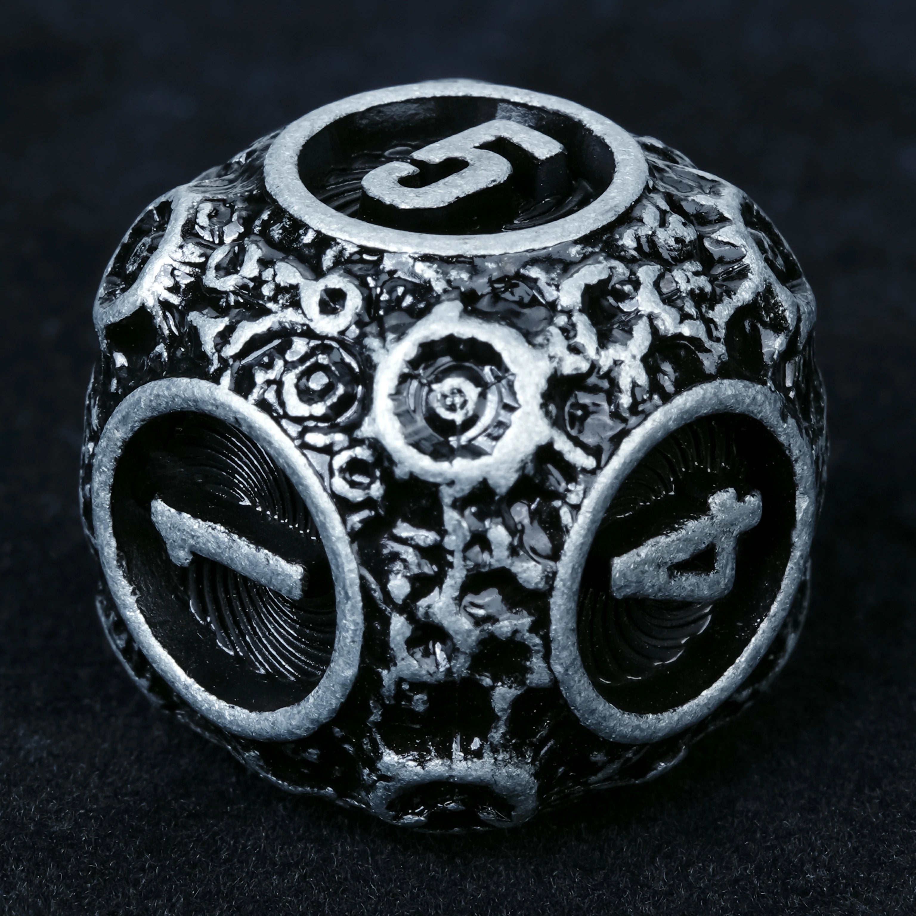 Spherical Planet Metal Dice Set | 7-Piece Full Polyhedral RPG Dice